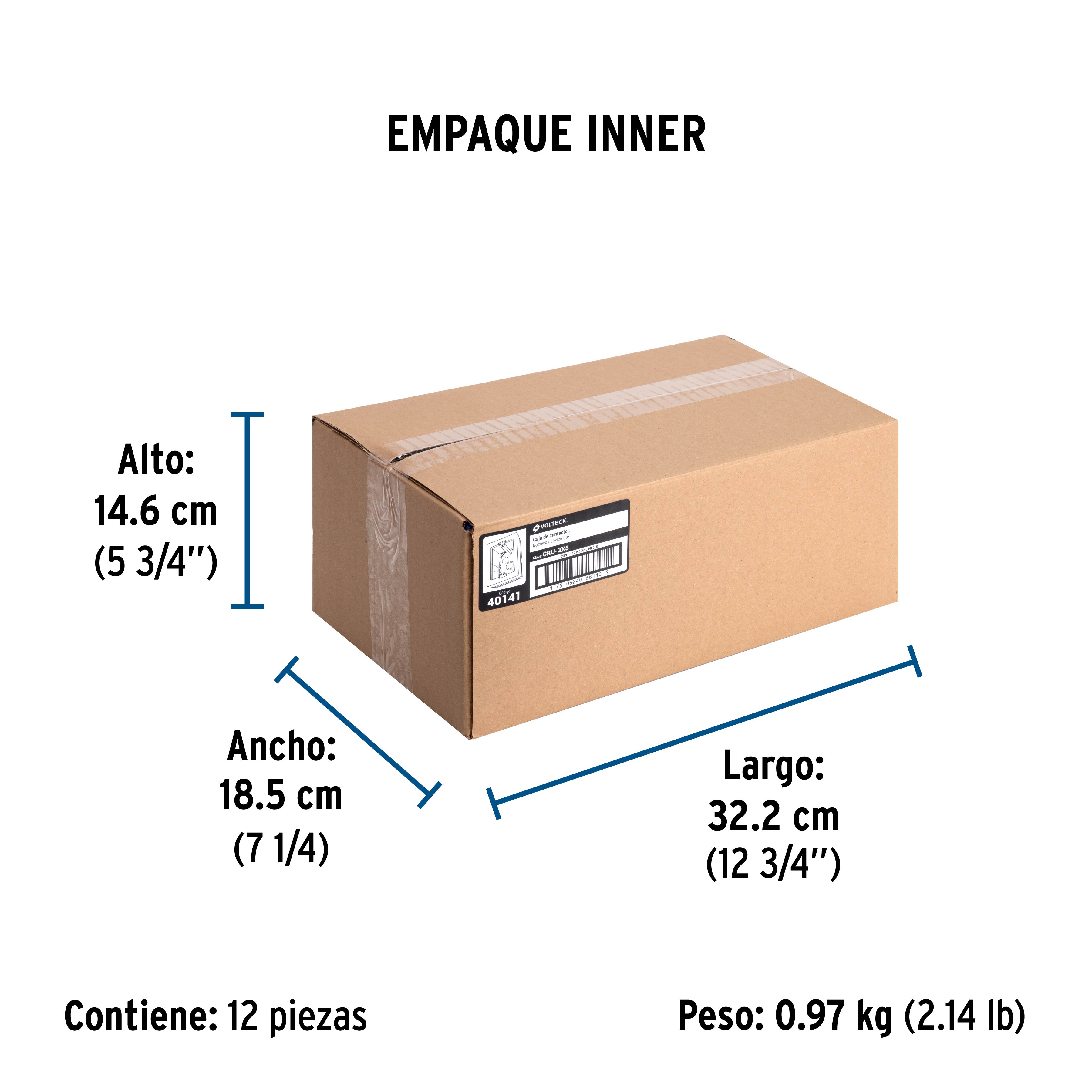 Caja de contactos para canaleta 3" x 5", blanca, VOLTECK - Empaque