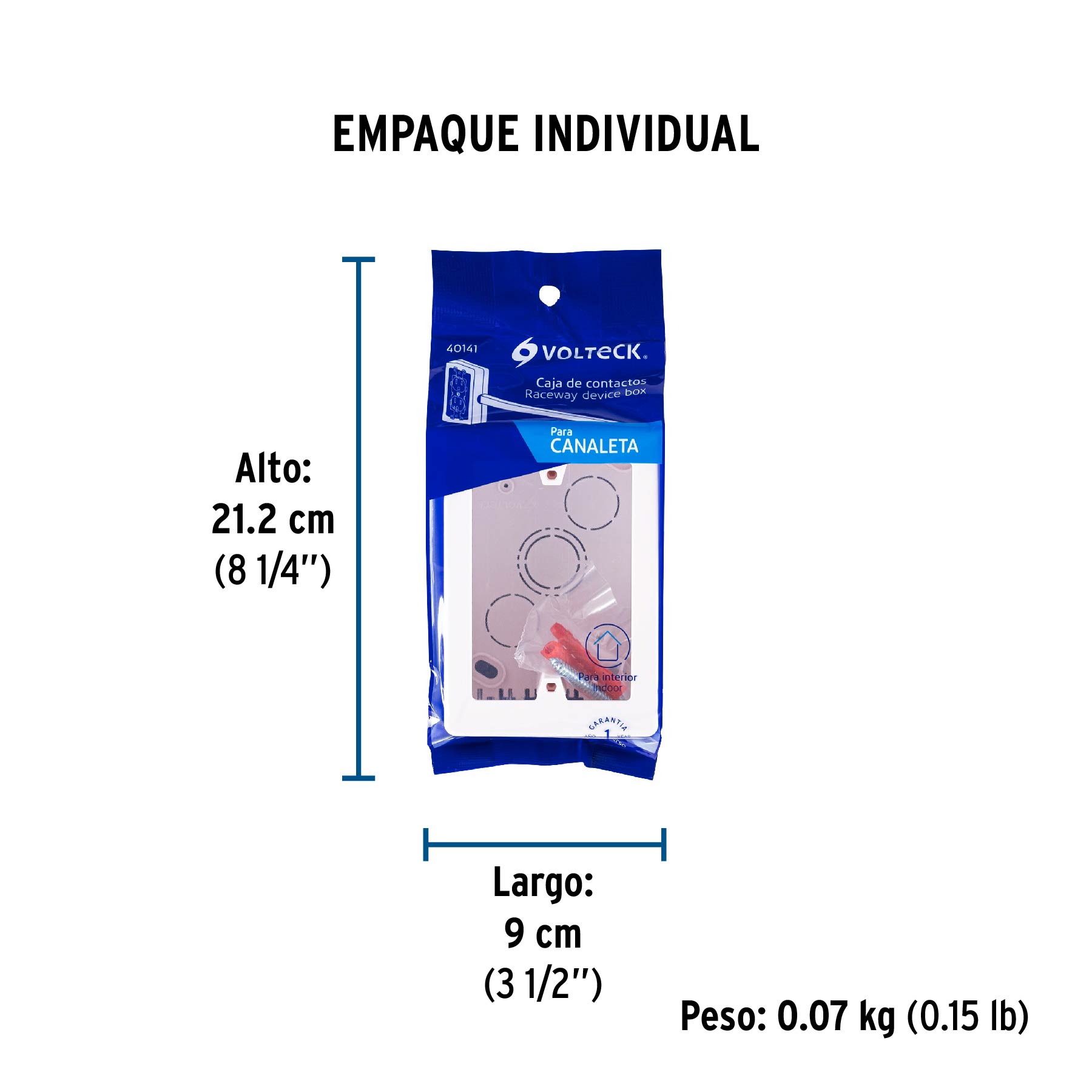 Caja de contactos para canaleta 3" x 5", blanca, VOLTECK - Empaque