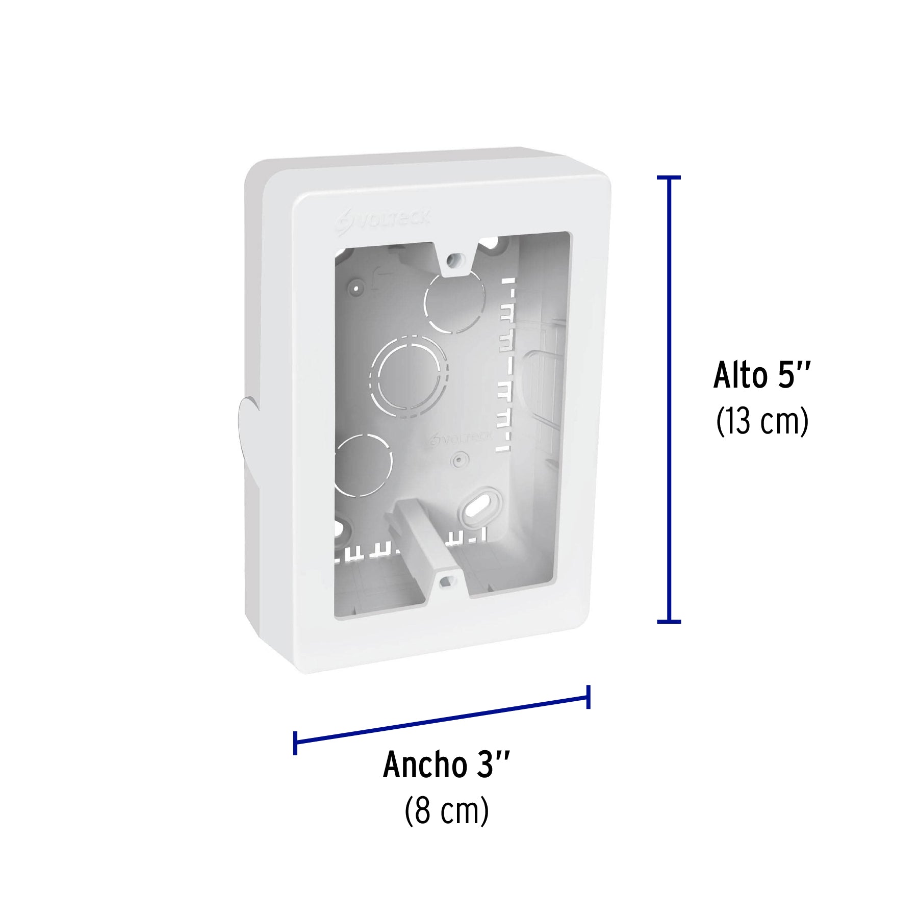 Caja de contactos para canaleta 3" x 5", blanca, VOLTECK