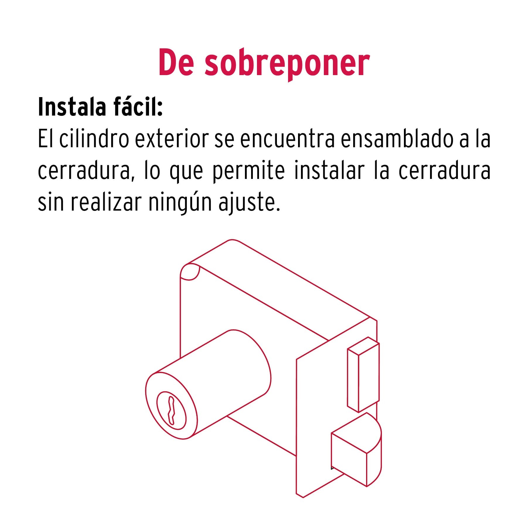 Cerradura sobreponer der instala-fácil, tradicional, negro