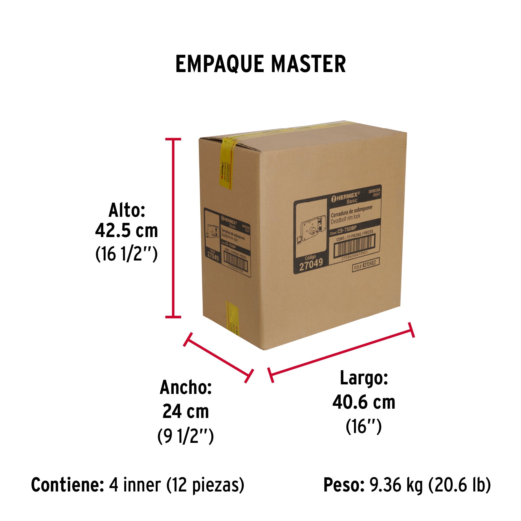 Cerradura sobreponer der instala-fácil, blíster, BASIC - Empaque