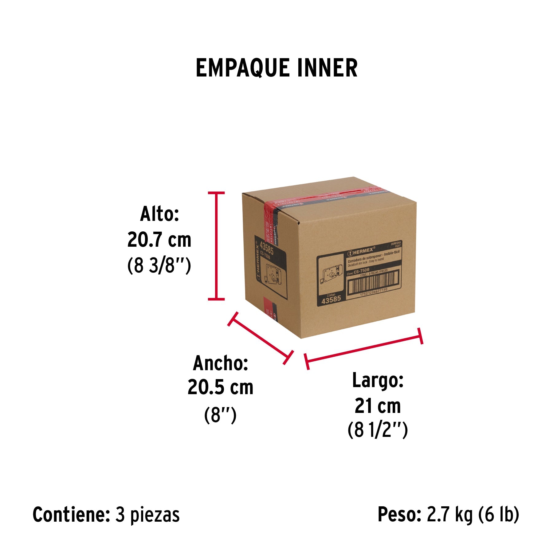 Cerradura sobreponer der instala-fácil, tradicional, blíster - Empaque