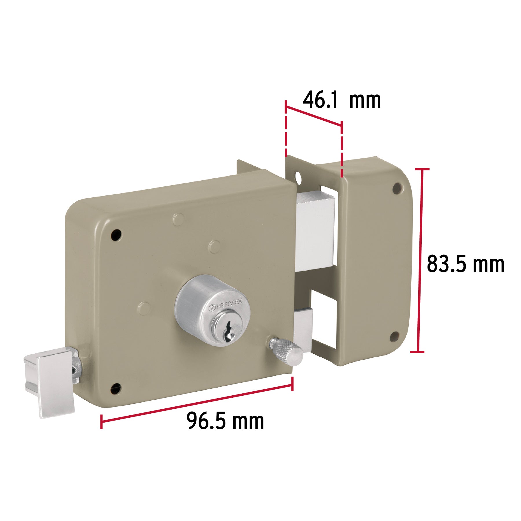 Cerradura sobreponer der instala-fácil, caja, HERMEX BASIC