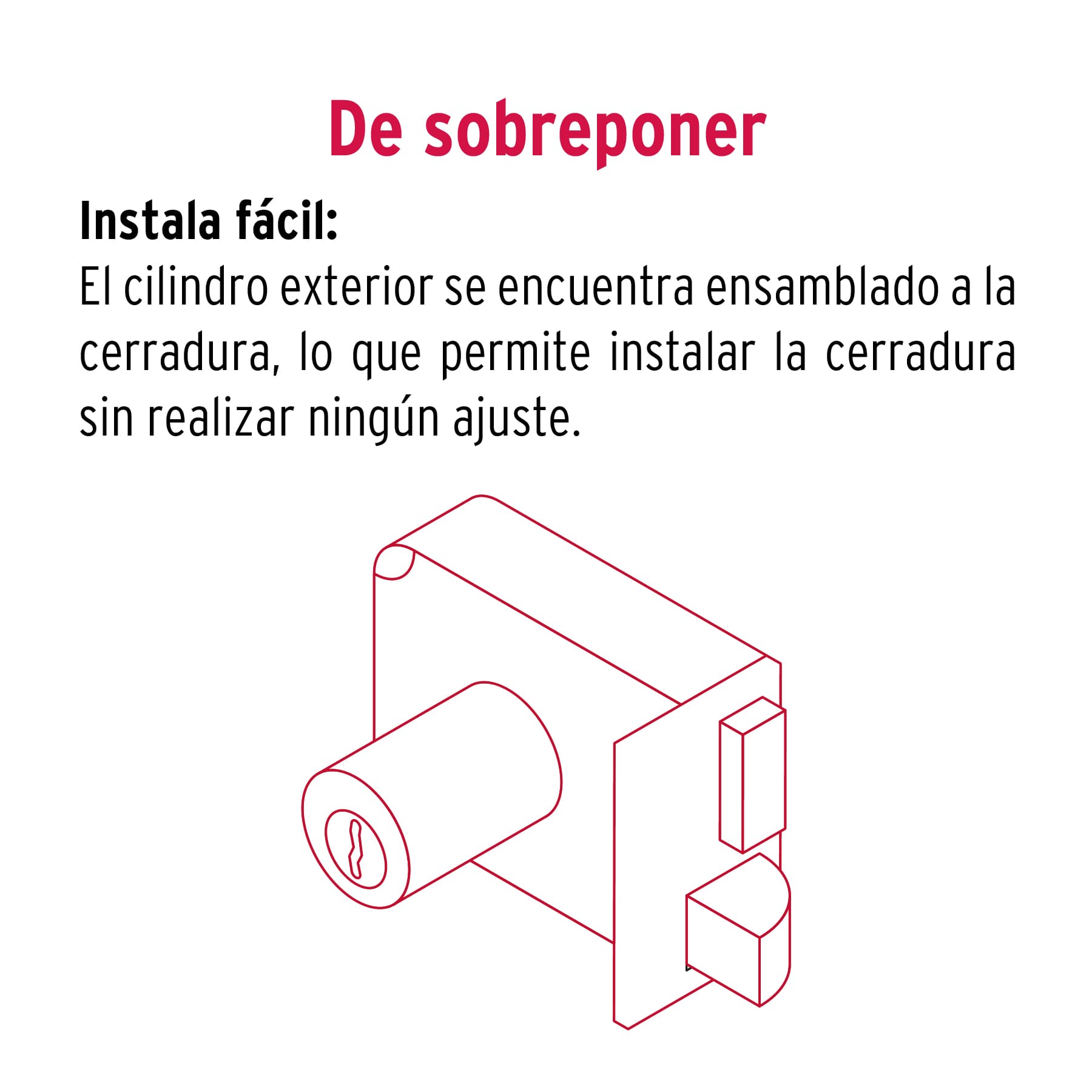 Cerradura sobreponer izq instala-fácil, blíster, BASIC