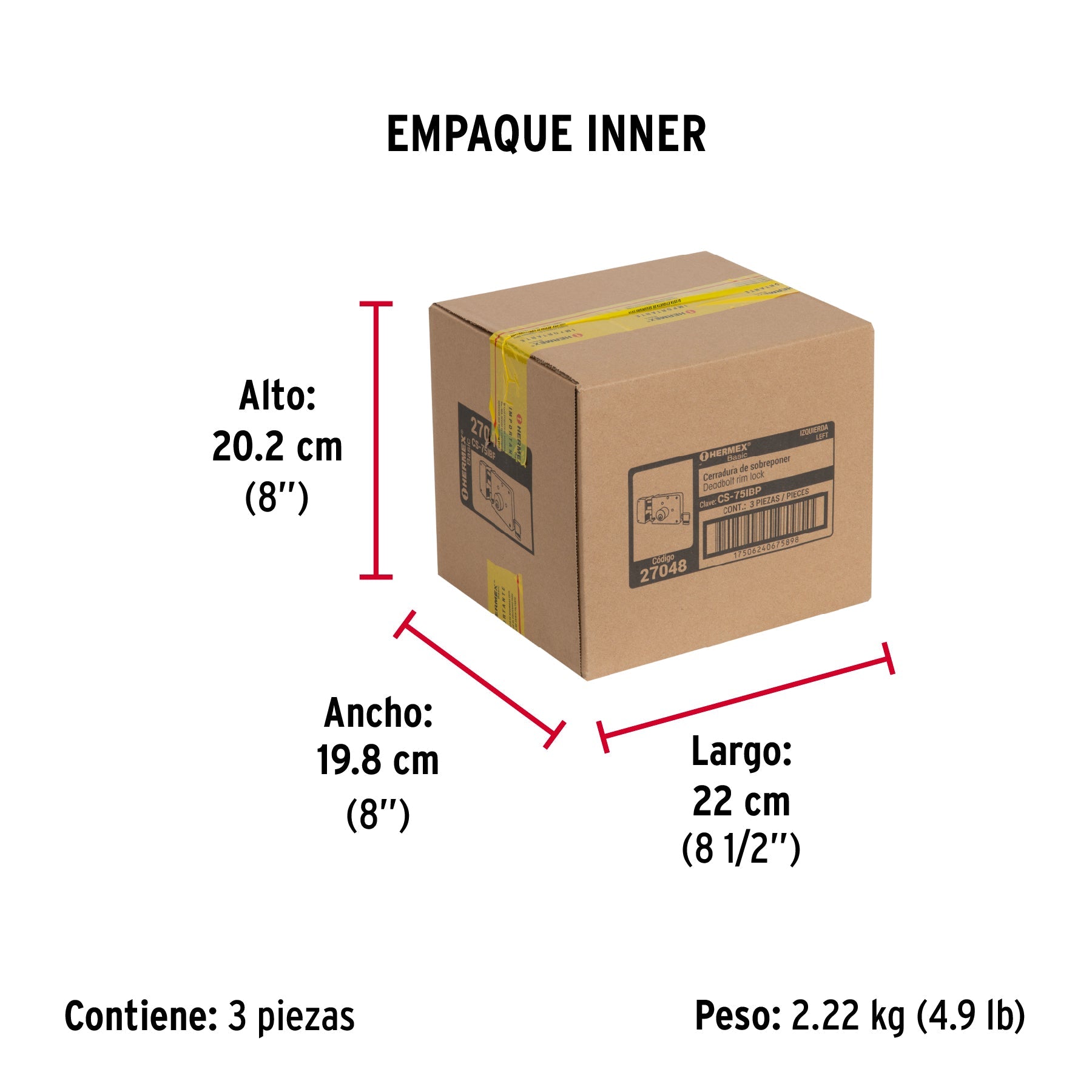 Cerradura sobreponer izq instala-fácil, blíster, BASIC - Empaque