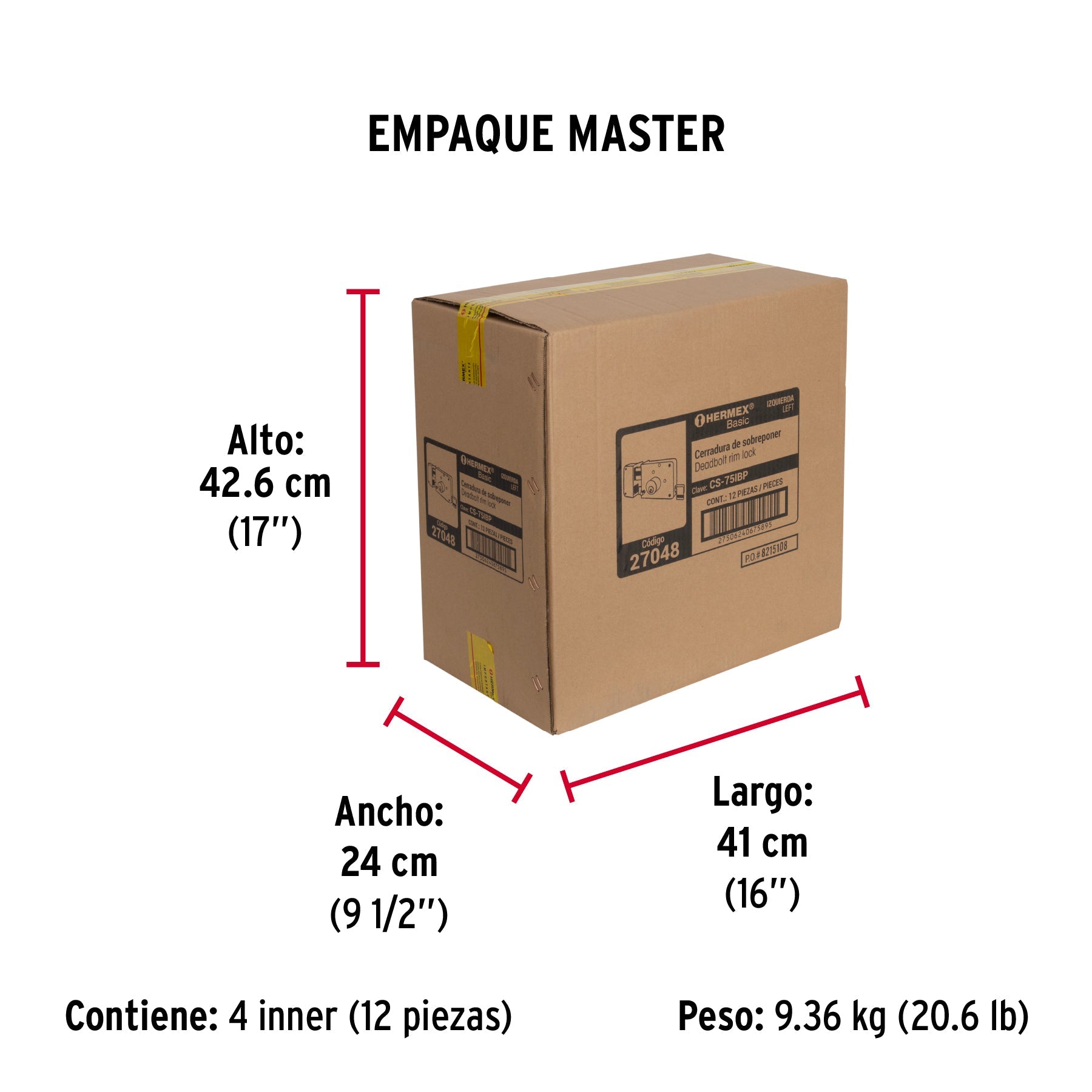 Cerradura sobreponer izq instala-fácil, blíster, BASIC - Empaque