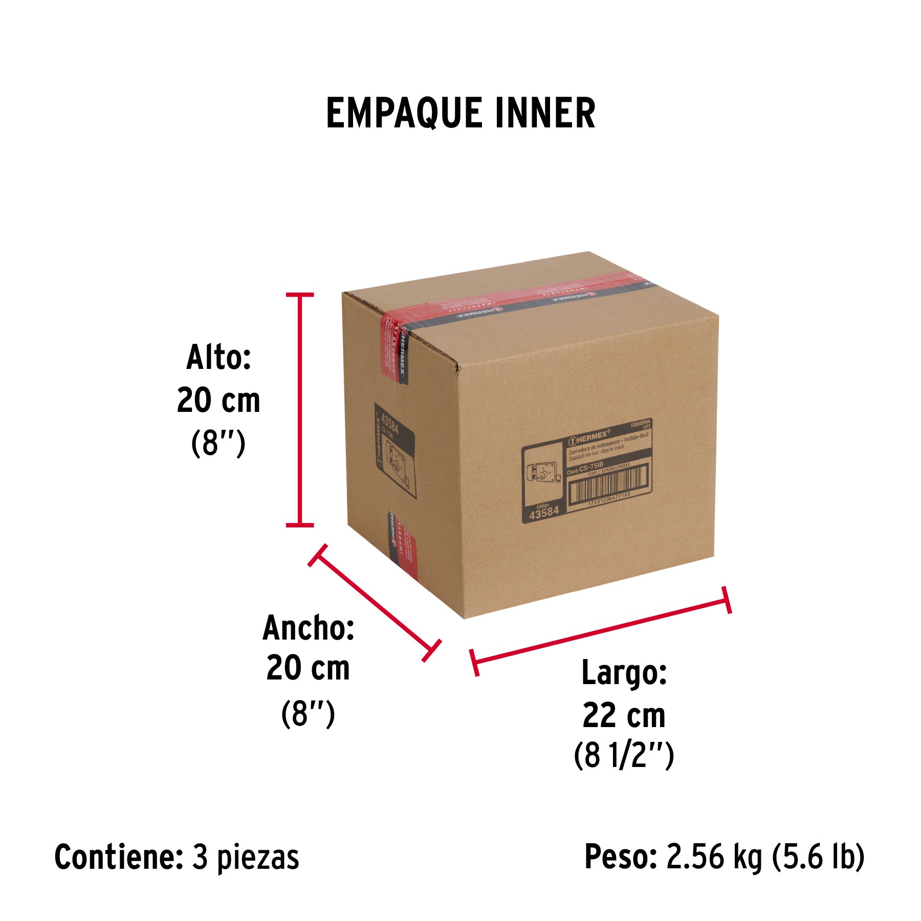Cerradura sobreponer izq instala-fácil, tradicional, blíster - Empaque