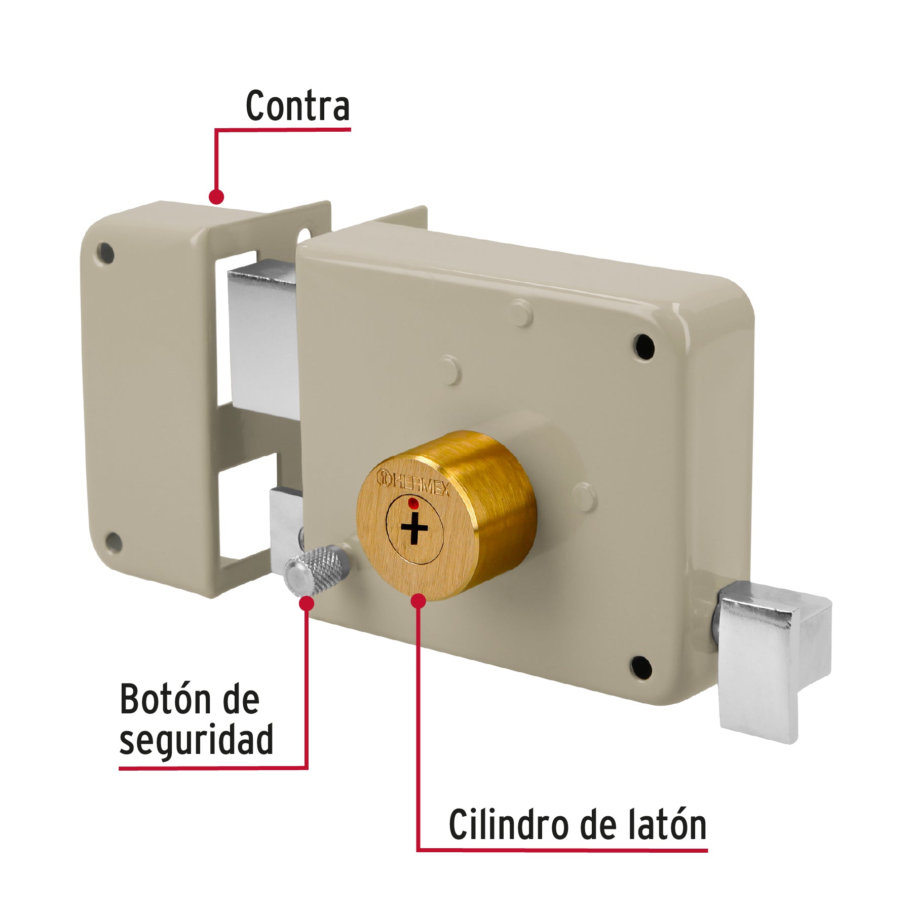 Cerradura sobreponer izq instala-fácil, llave tetra, caja