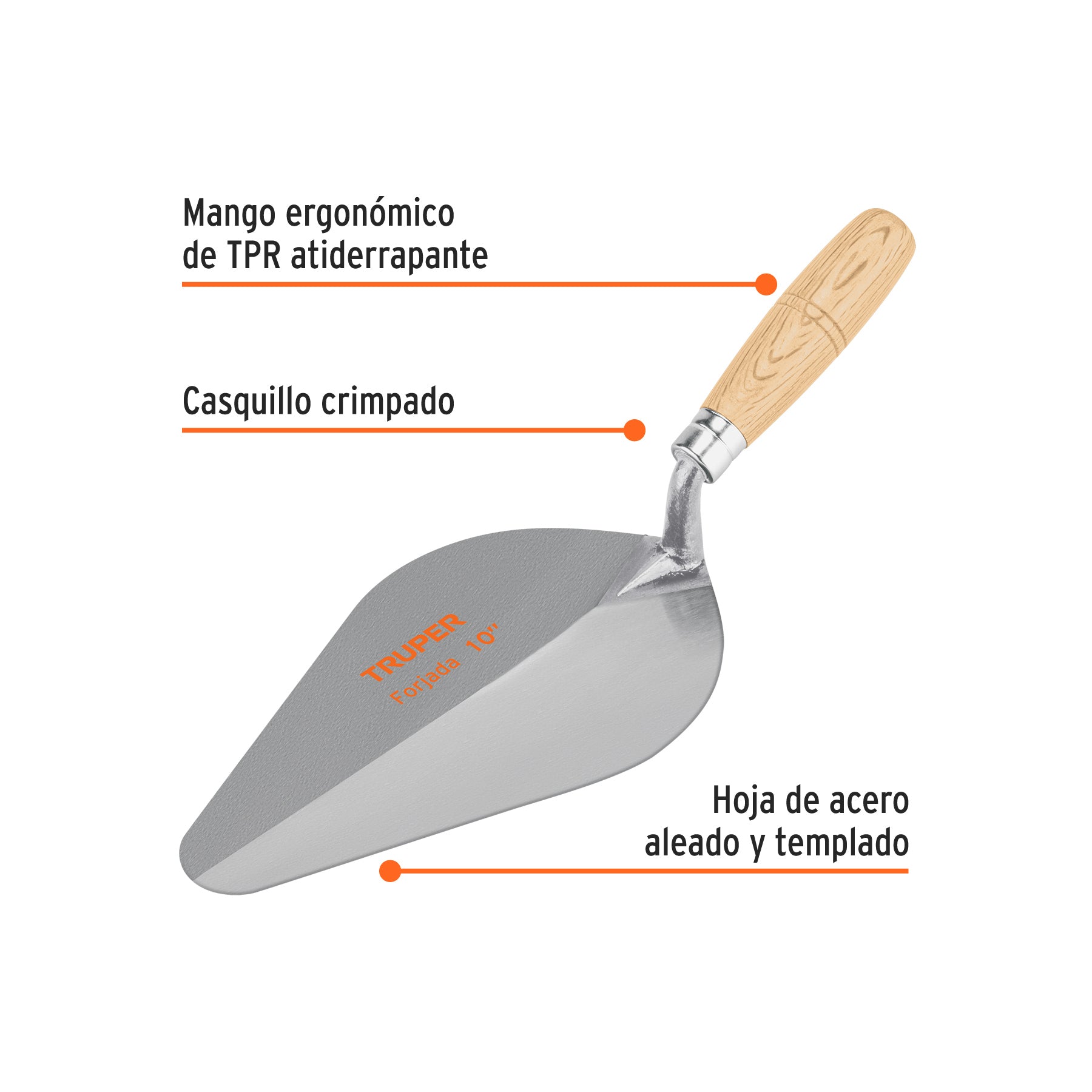 Cuchara para albañil 10" forjada tipo Centroamericana,TRUPER