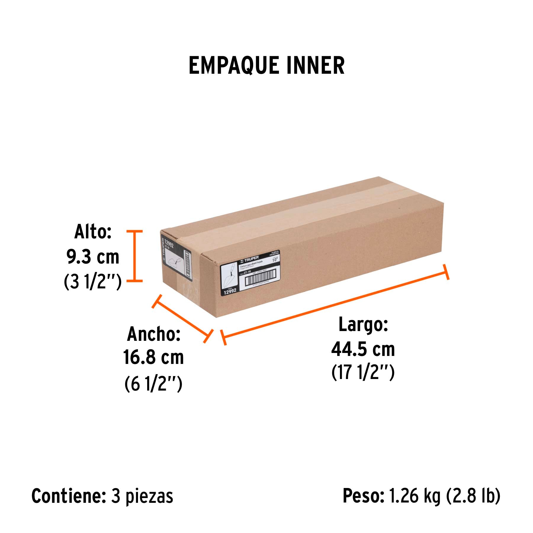 Cuchara para albañil 10" forjada tipo Filadelfia, TRUPER - Empaque