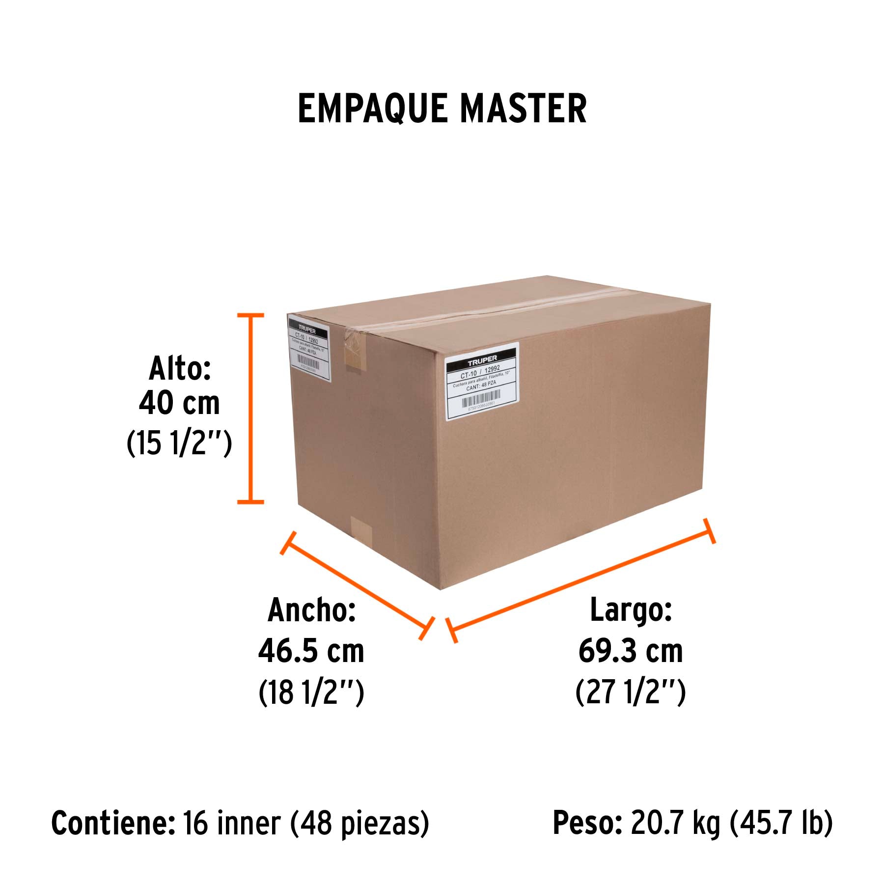Cuchara para albañil 10" forjada tipo Filadelfia, TRUPER - Empaque