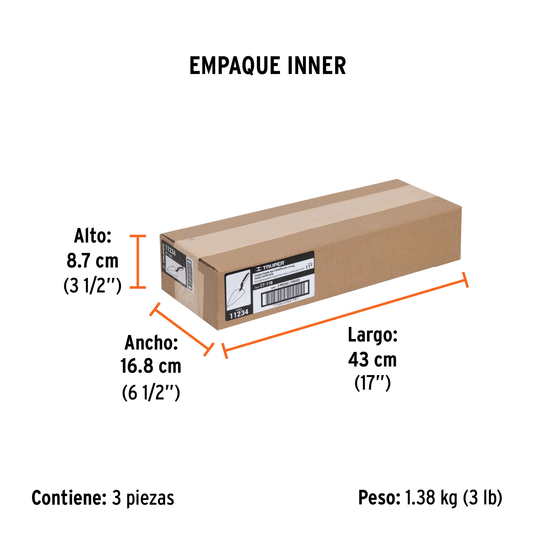 Cuchara para albañil 11" forjada tipo Filadelfia,mgo Comfort - Empaque
