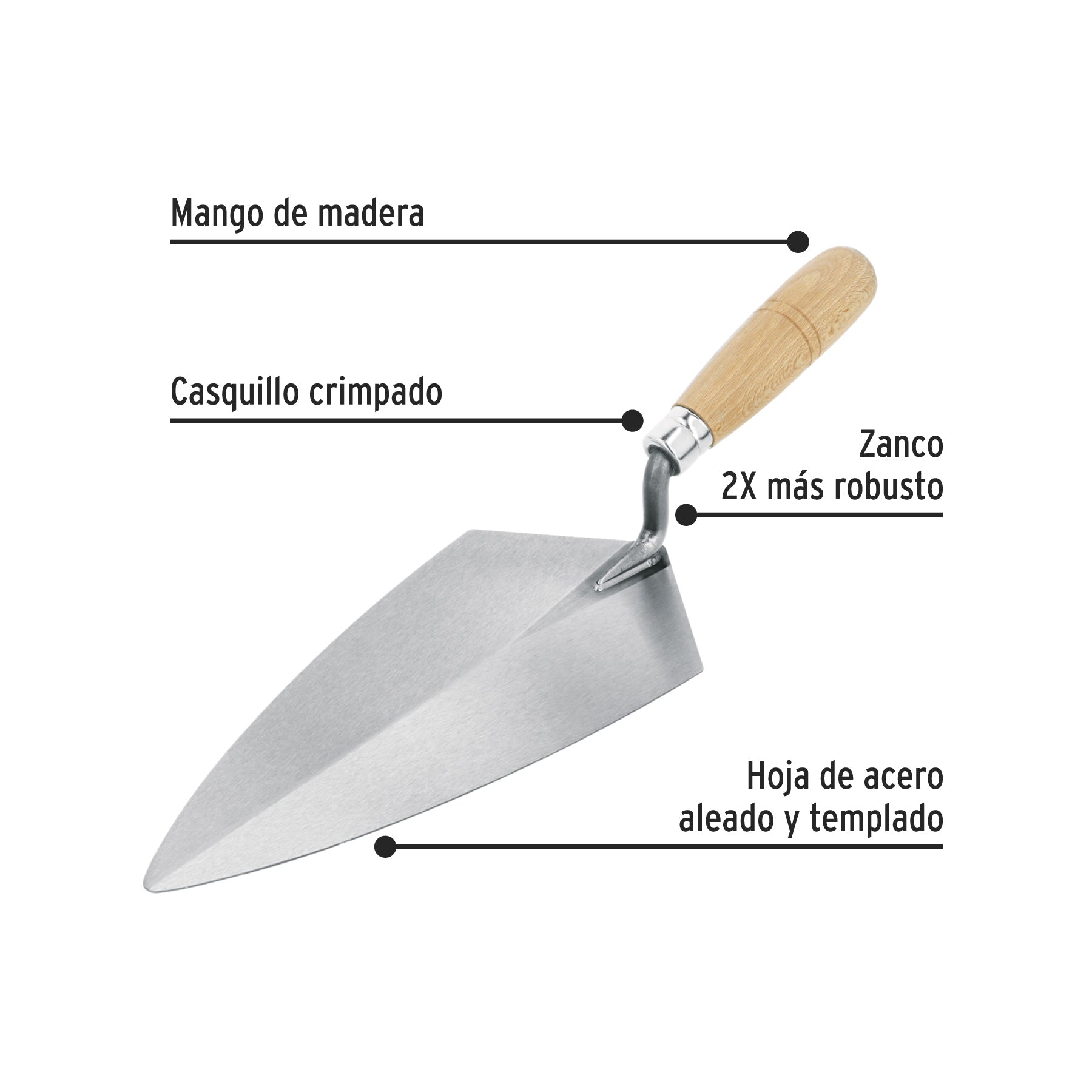Cuchara para albañil 11" tipo Filadelfia, PRETUL