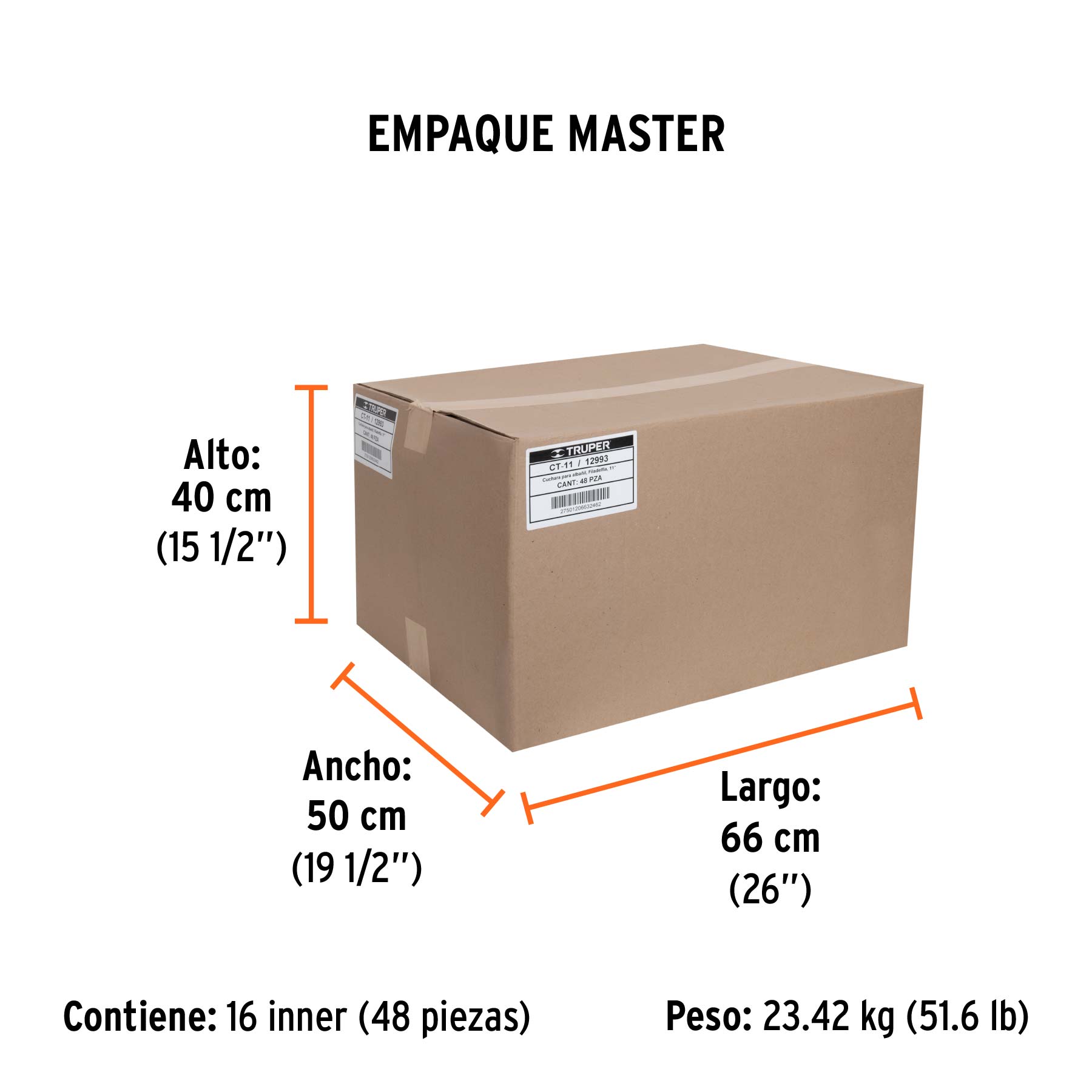 Cuchara para albañil 11" forjada tipo Filadelfia, TRUPER - Empaque