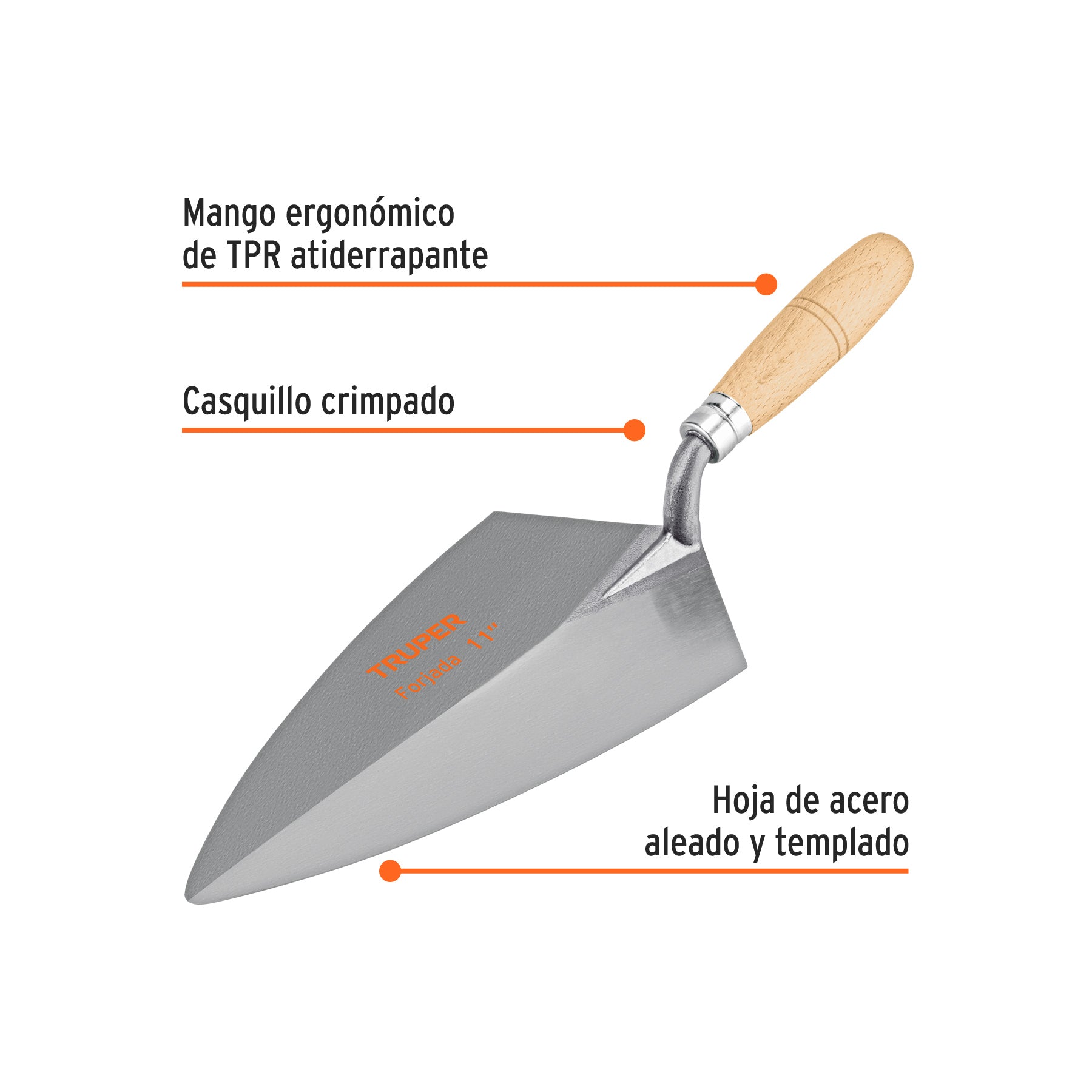 Cuchara para albañil 11" forjada tipo Filadelfia, TRUPER