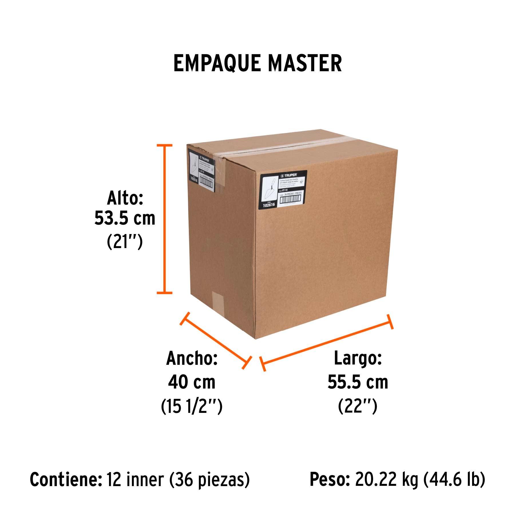 Cuchara para albañil 12" forjada tipo Filadelfia, TRUPER - Empaque