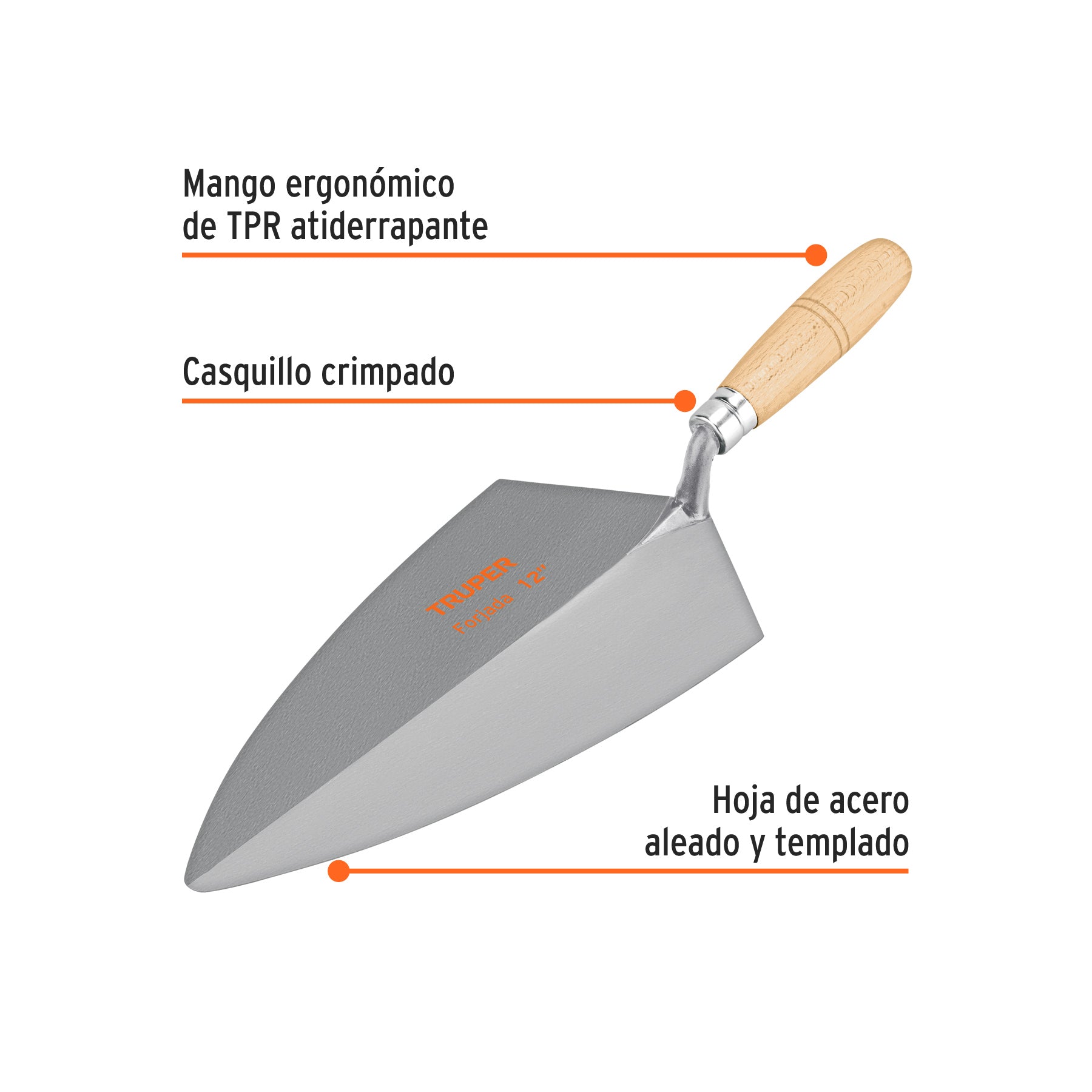 Cuchara para albañil 12" forjada tipo Filadelfia, TRUPER