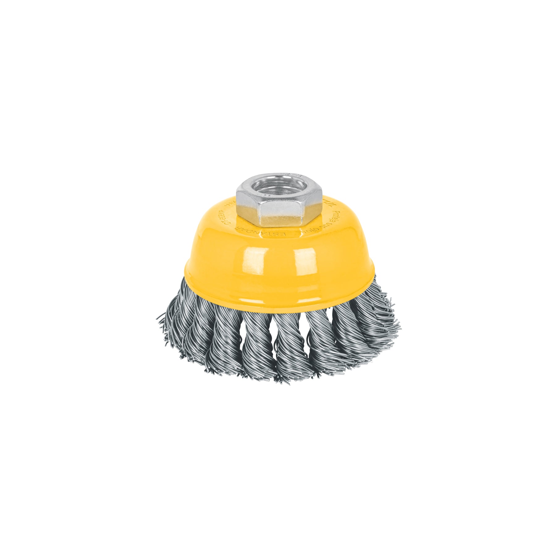 Carda copa 3" alambre trenzado grueso, eje 5/8"-11, PRETUL