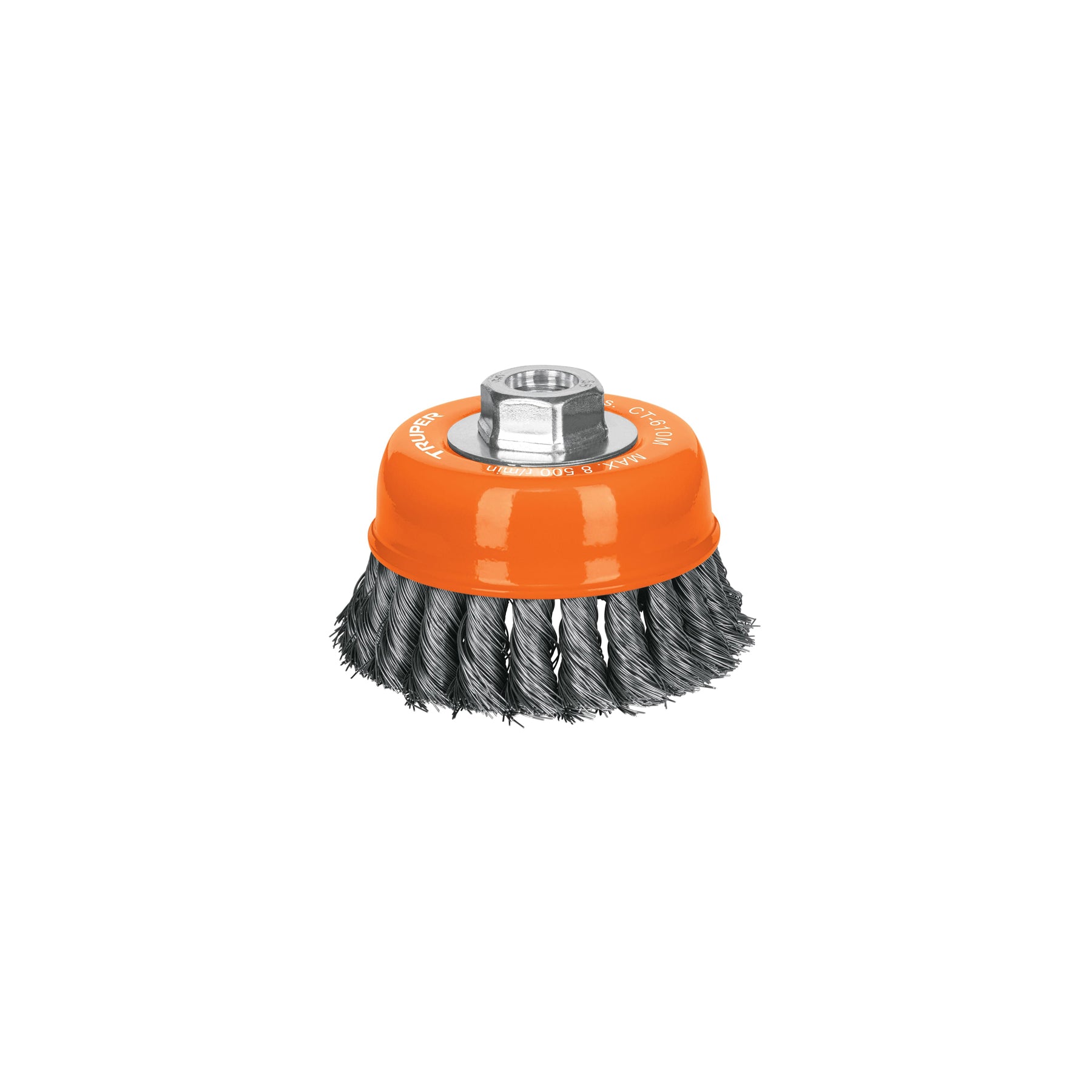 Carda copa 4" alambre trenzado fino, eje M14, TRUPER