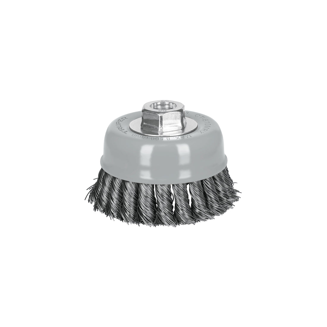 Carda copa 4" alambre trenzado grueso, Multi-rosca, TRUPER