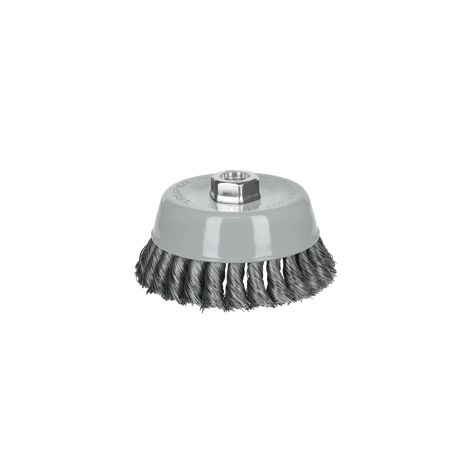 Carda copa 5" alambre trenzado fino, Multi-rosca, TRUPER