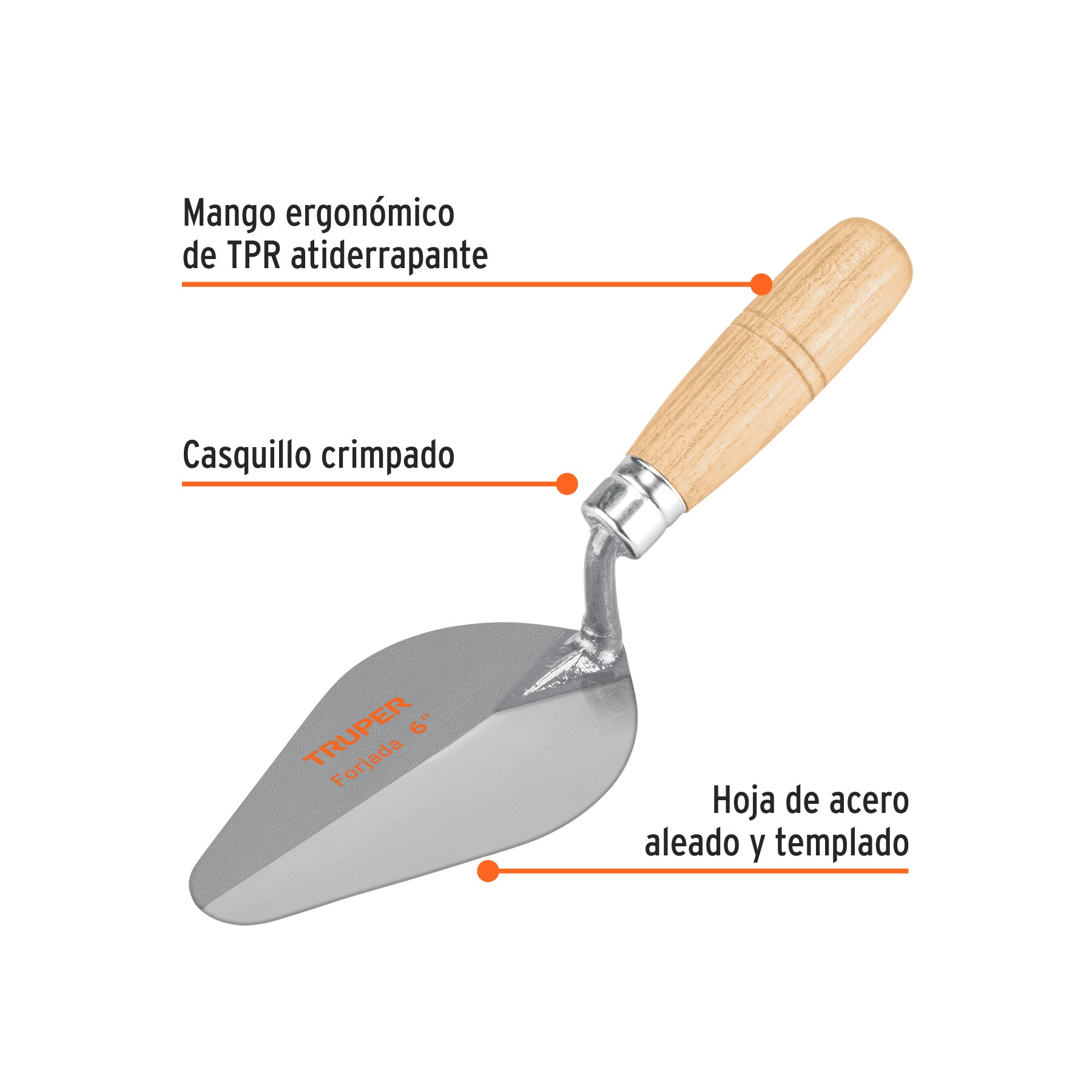 Cuchara para albañil 6" forjada tipo Centroamericana, TRUPER