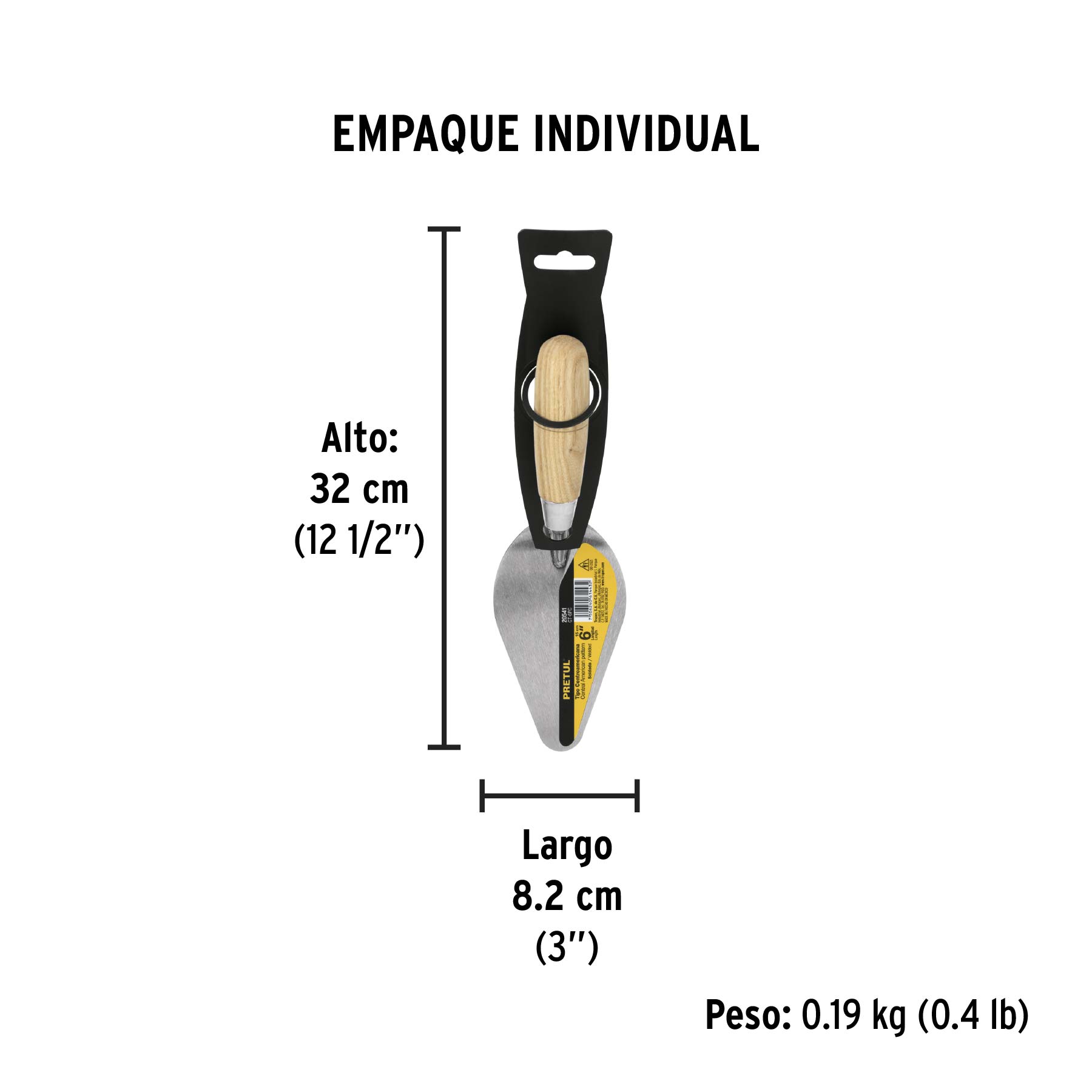 Cuchara para albañil 6" tipo Centroamericana, PRETUL - Empaque