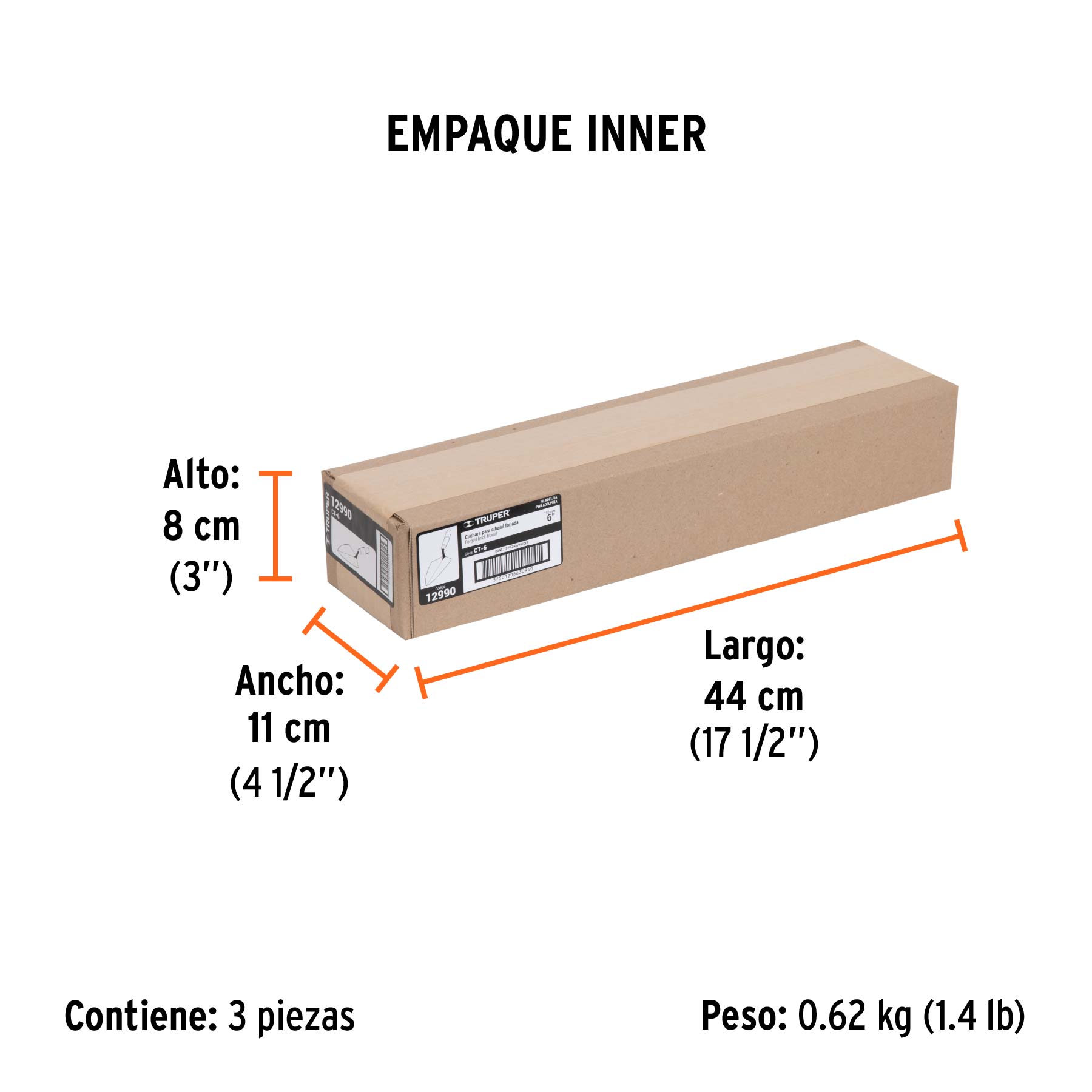 Cuchara para albañil 6" forjada tipo Filadelfia, TRUPER - Empaque