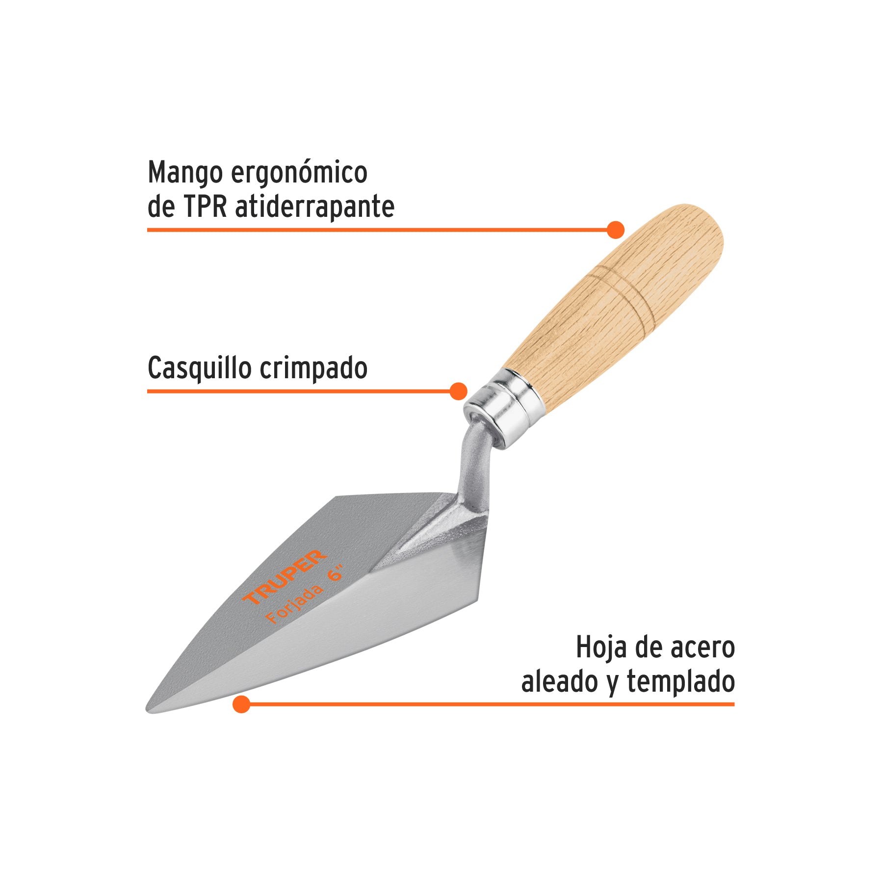 Cuchara para albañil 6" forjada tipo Filadelfia, TRUPER