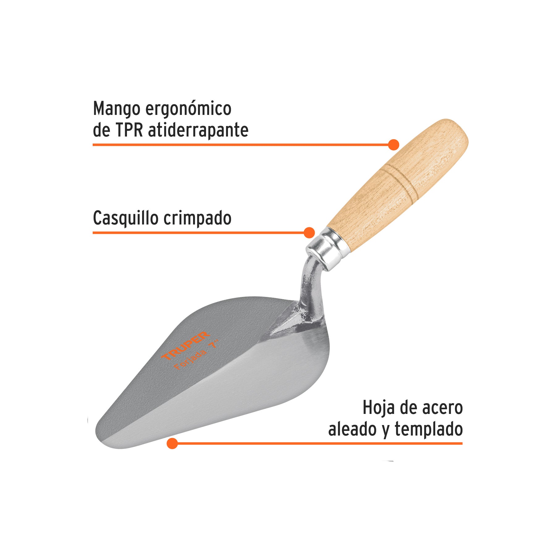 Cuchara para albañil 7" forjada tipo Centroamericana, TRUPER