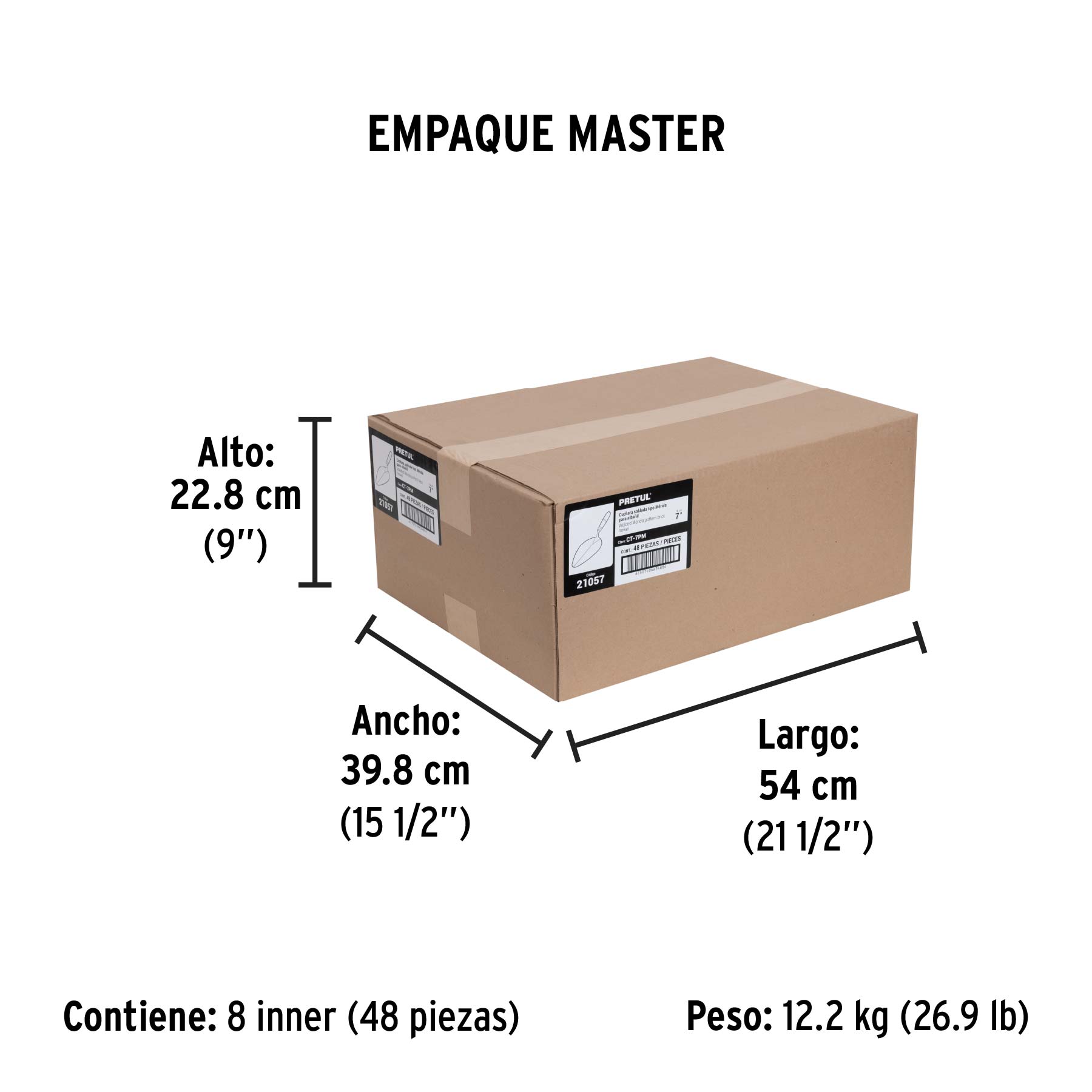 Cuchara para albañil 7" tipo Mérida, PRETUL - Empaque