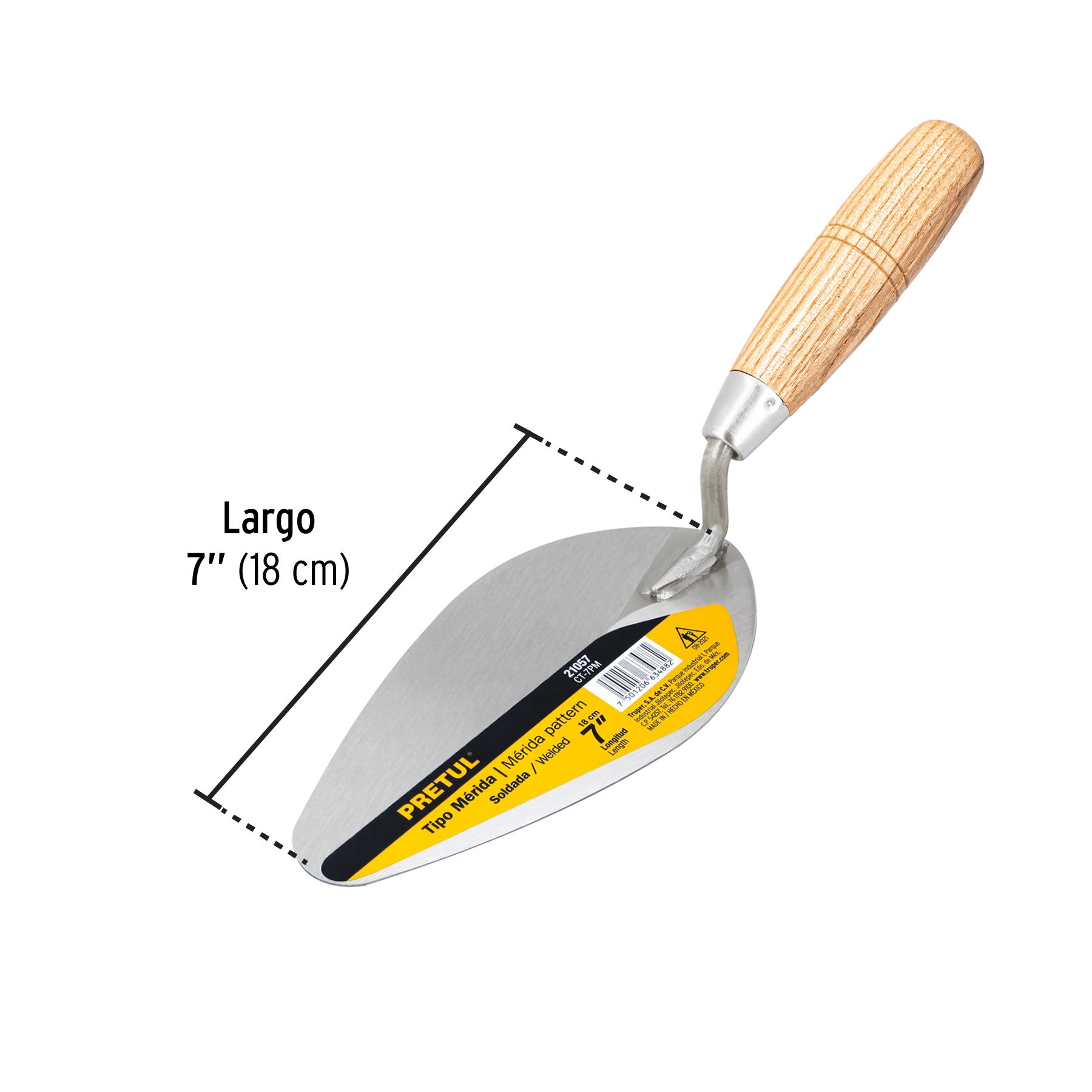 Cuchara para albañil 7" tipo Mérida, PRETUL