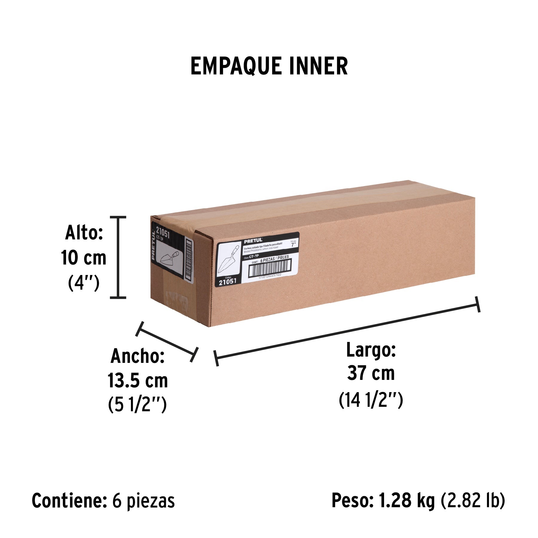 Cuchara para albañil 7" tipo Filadelfia, PRETUL - Empaque