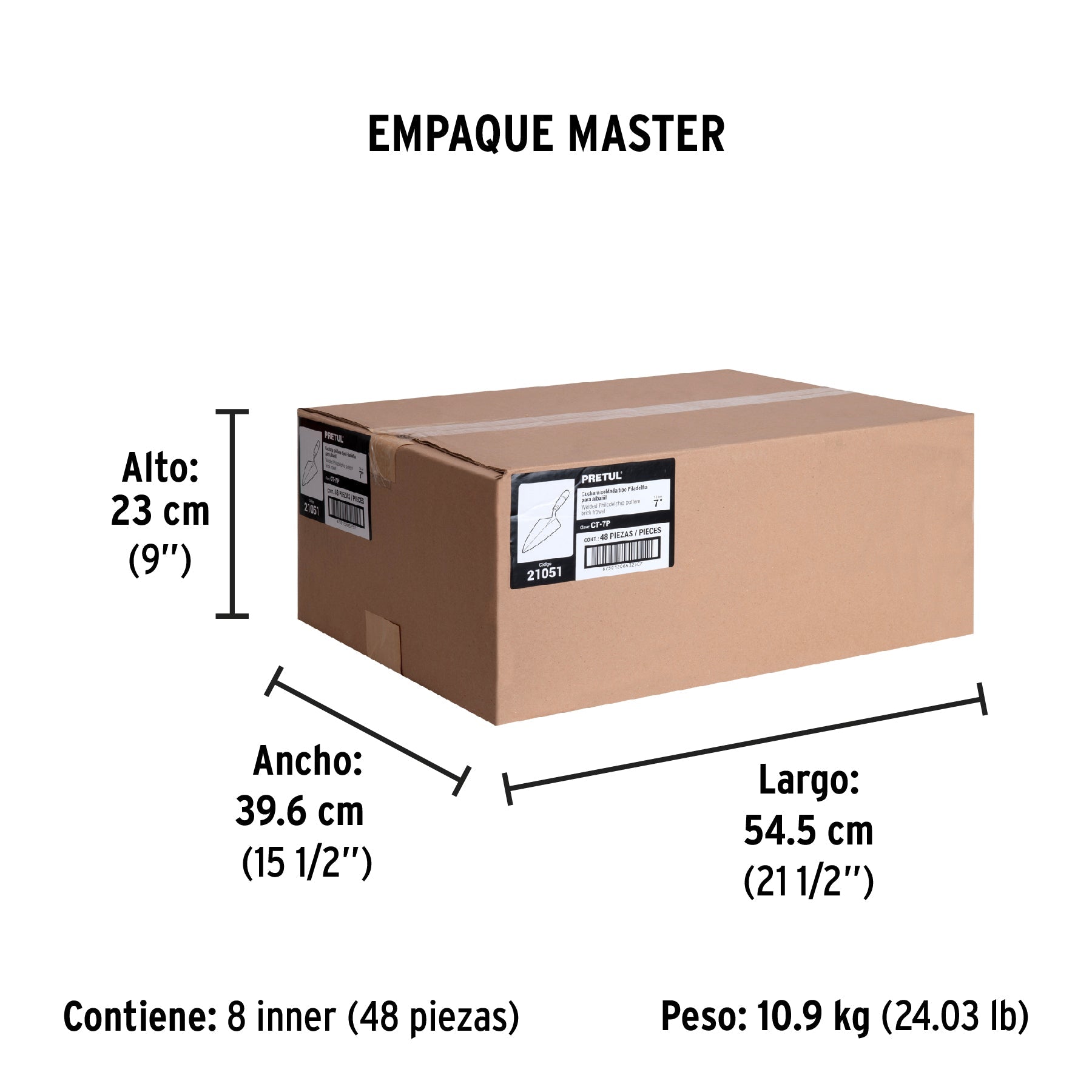 Cuchara para albañil 7" tipo Filadelfia, PRETUL - Empaque