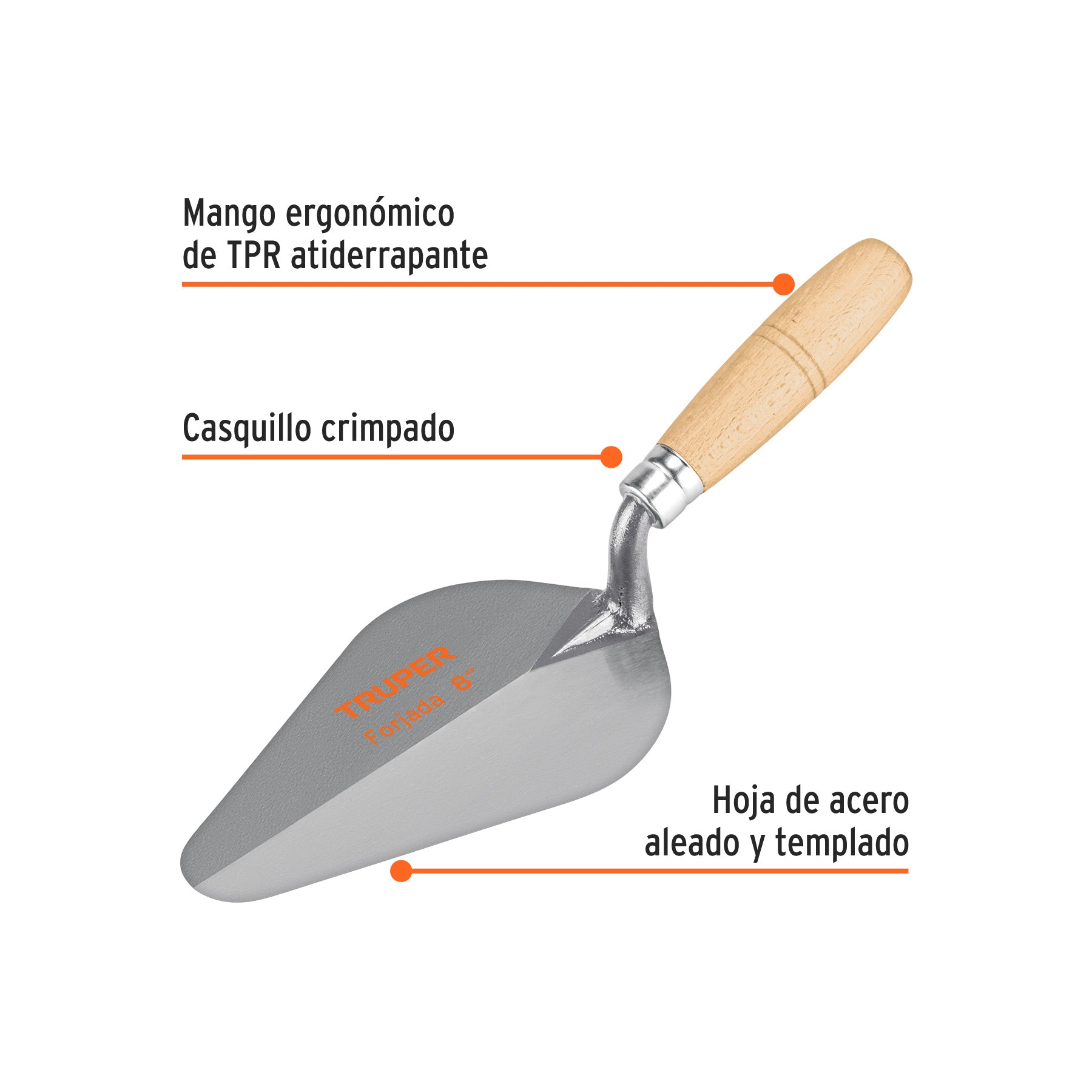 Cuchara para albañil 8" forjada tipo Centroamericana, TRUPER