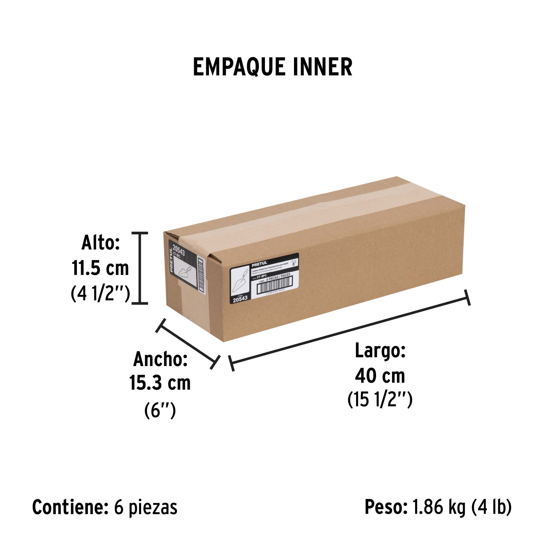 Cuchara para albañil 8" tipo Centroamericana, PRETUL - Empaque