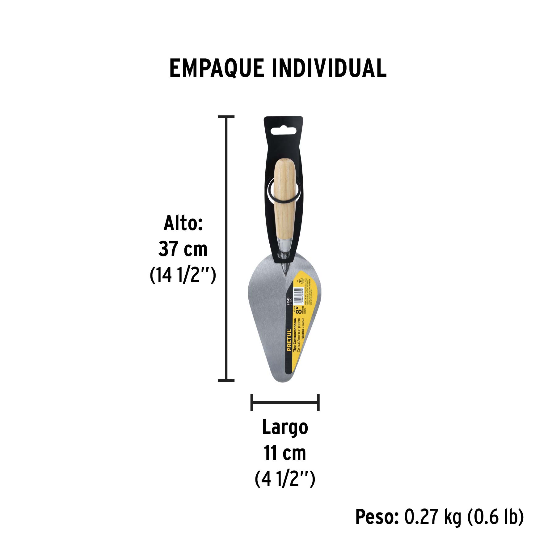 Cuchara para albañil 8" tipo Centroamericana, PRETUL - Empaque