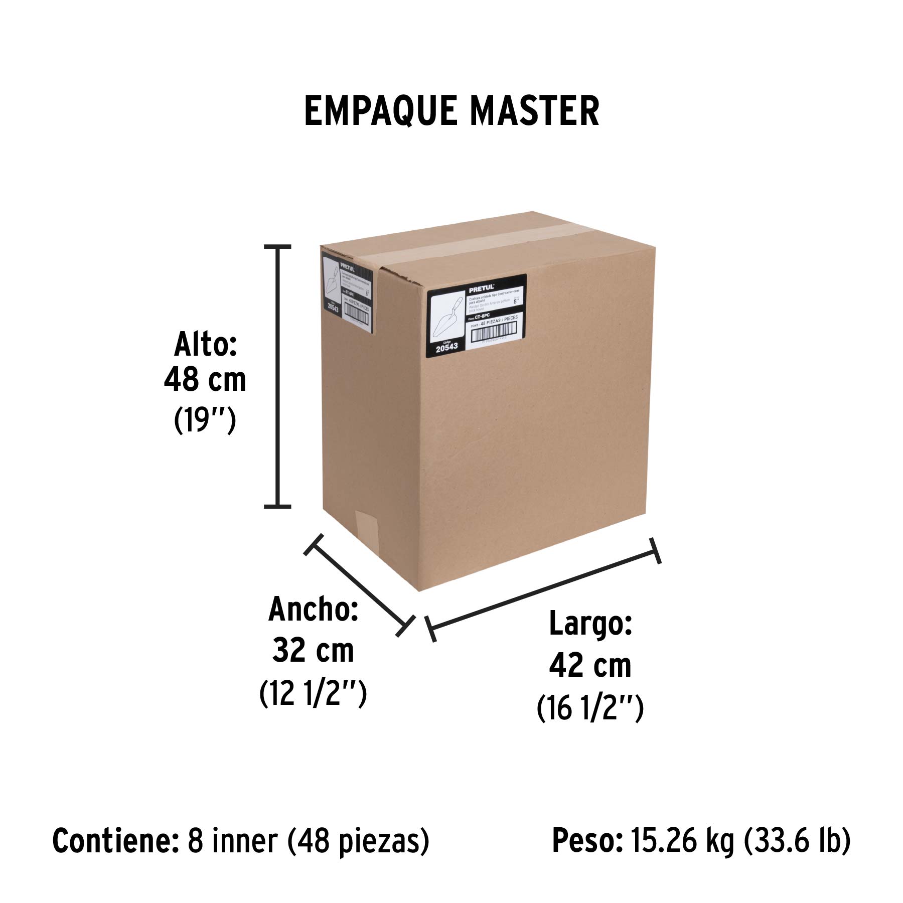 Cuchara para albañil 8" tipo Centroamericana, PRETUL - Empaque