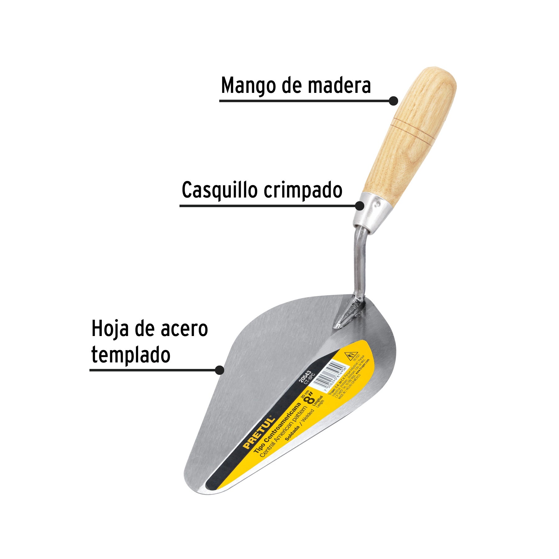 Cuchara para albañil 8" tipo Centroamericana, PRETUL