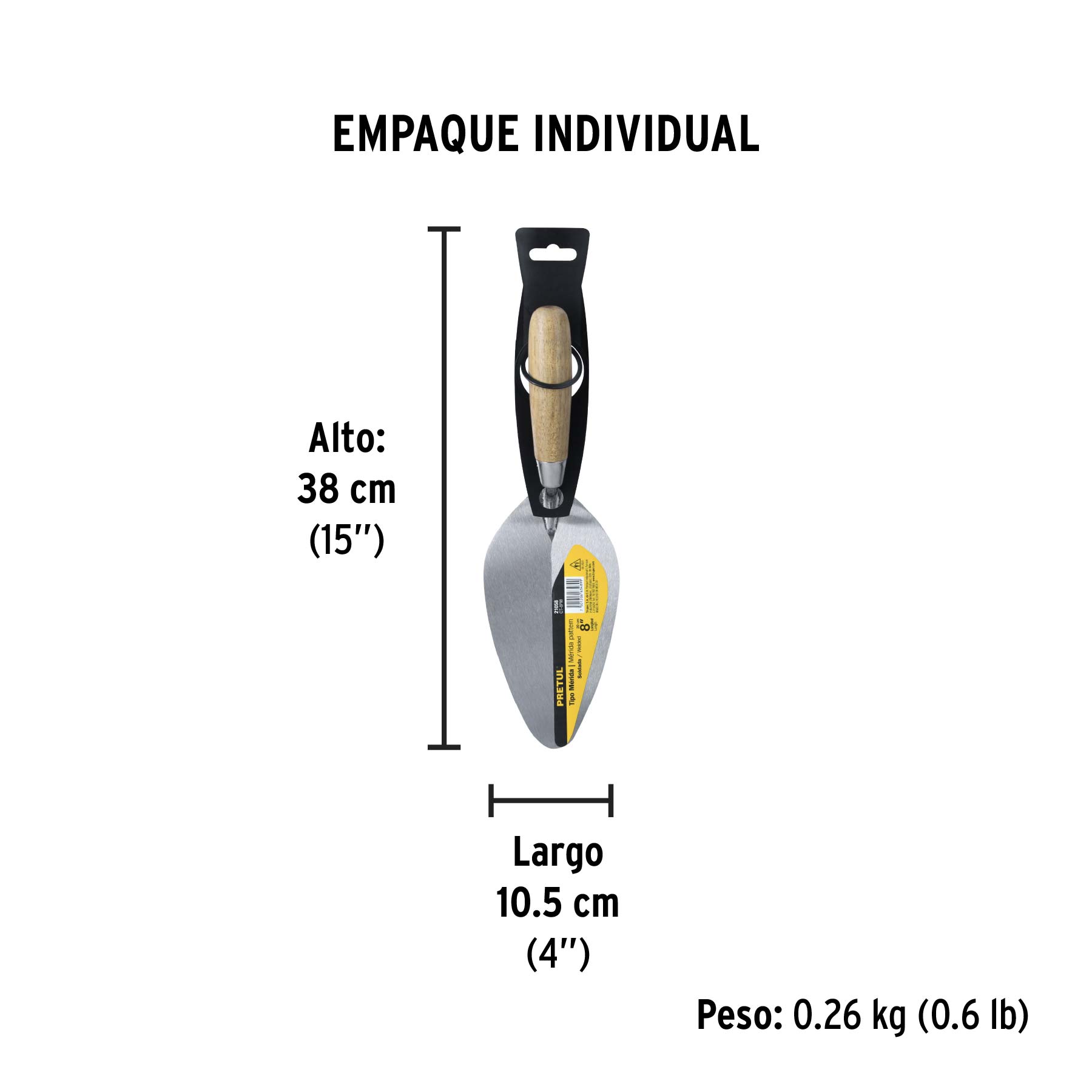 Cuchara para albañil 8" tipo Mérida, PRETUL - Empaque