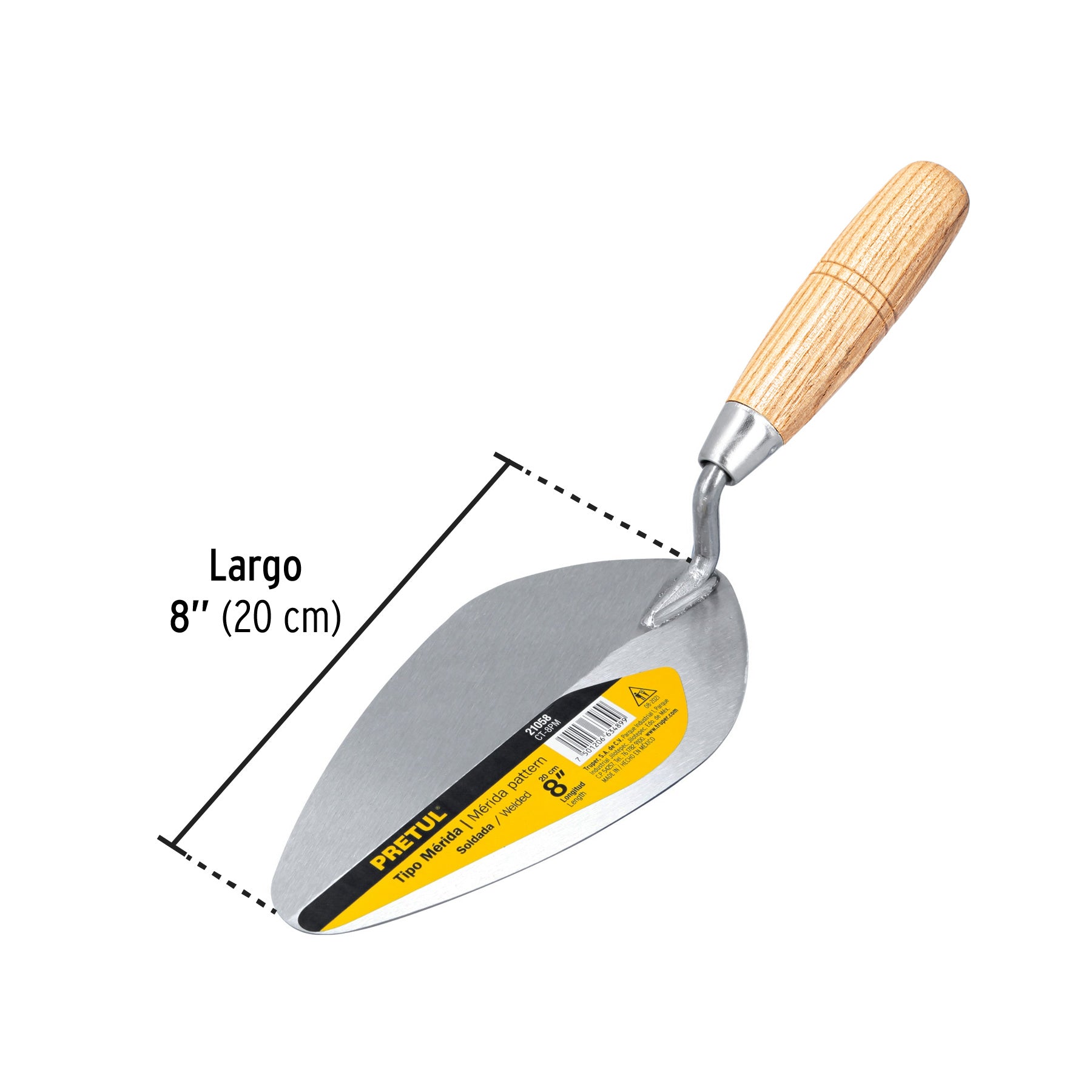 Cuchara para albañil 8" tipo Mérida, PRETUL