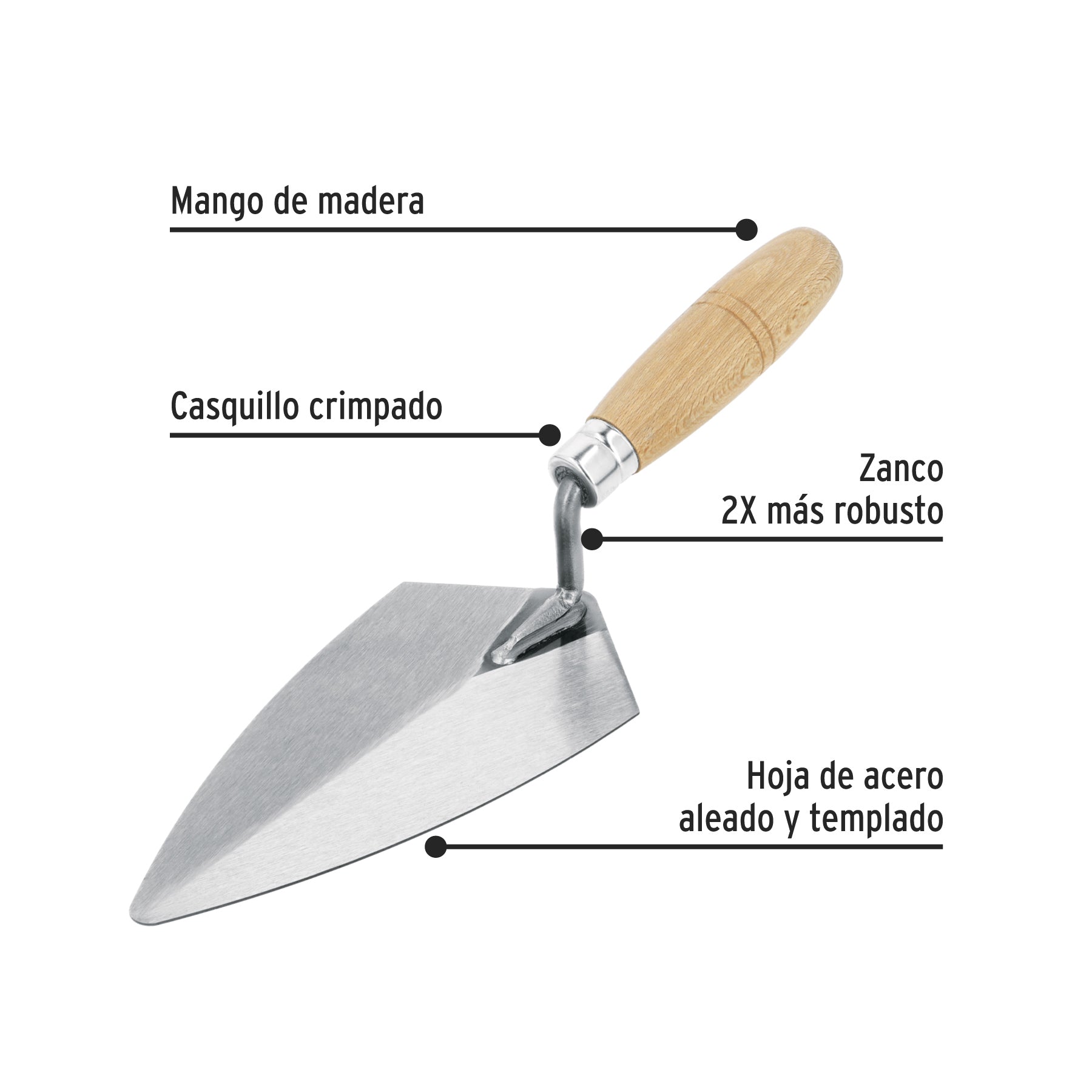 Cuchara para albañil 8" tipo Filadelfia, PRETUL