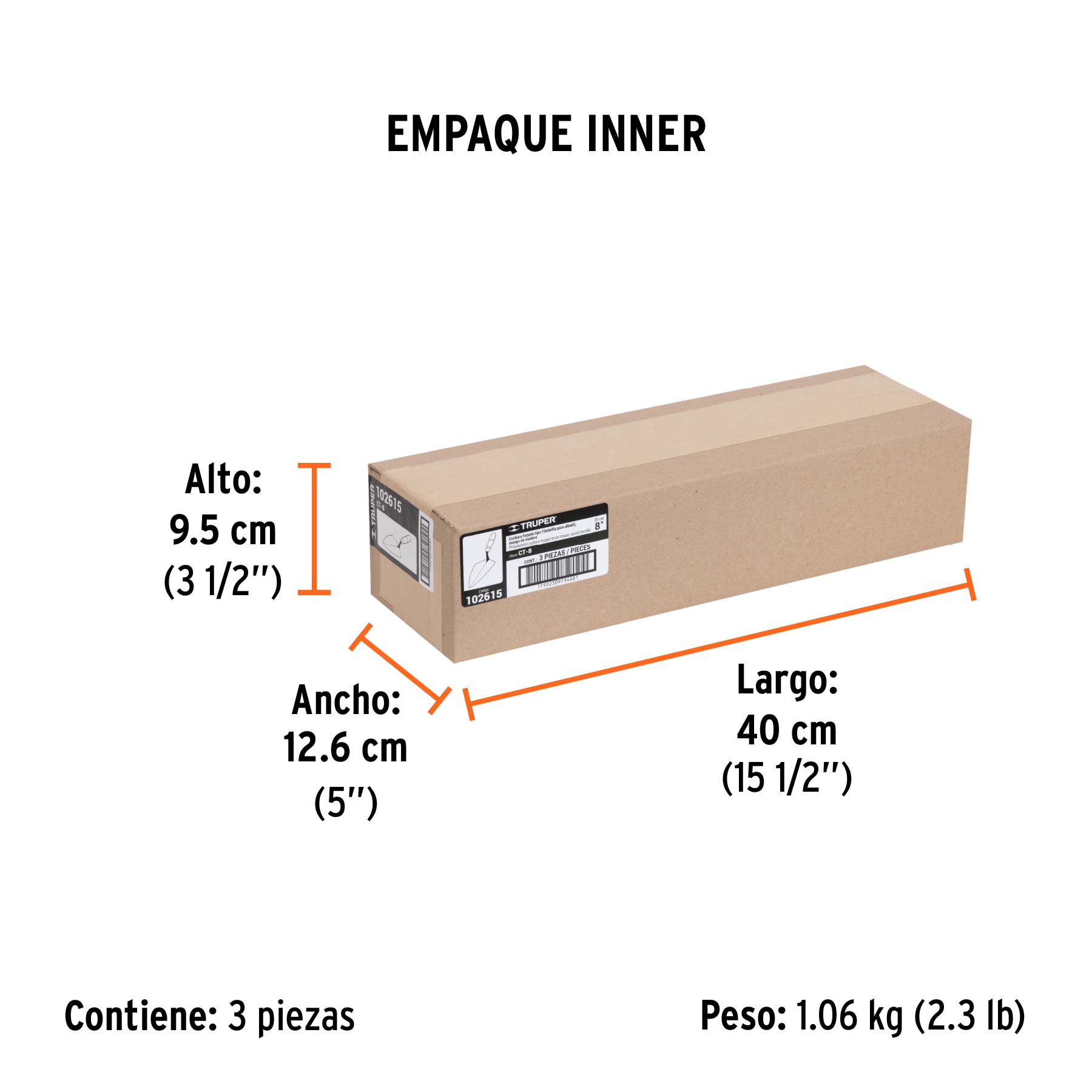 Cuchara para albañil 8" forjada tipo Filadelfia, TRUPER - Empaque