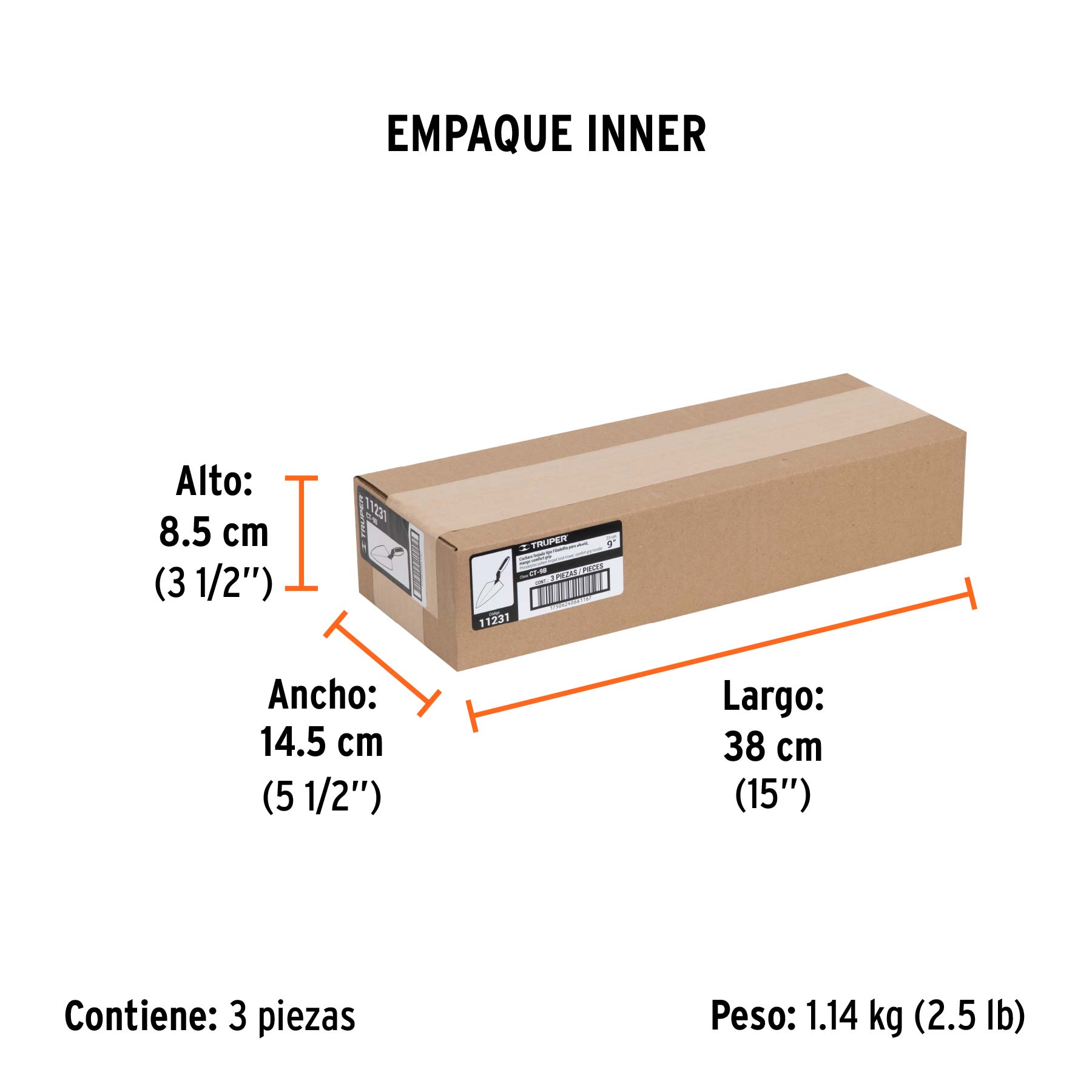 Cuchara para albañil 9" forjada tipo Filadelfia, mgo Comfort - Empaque