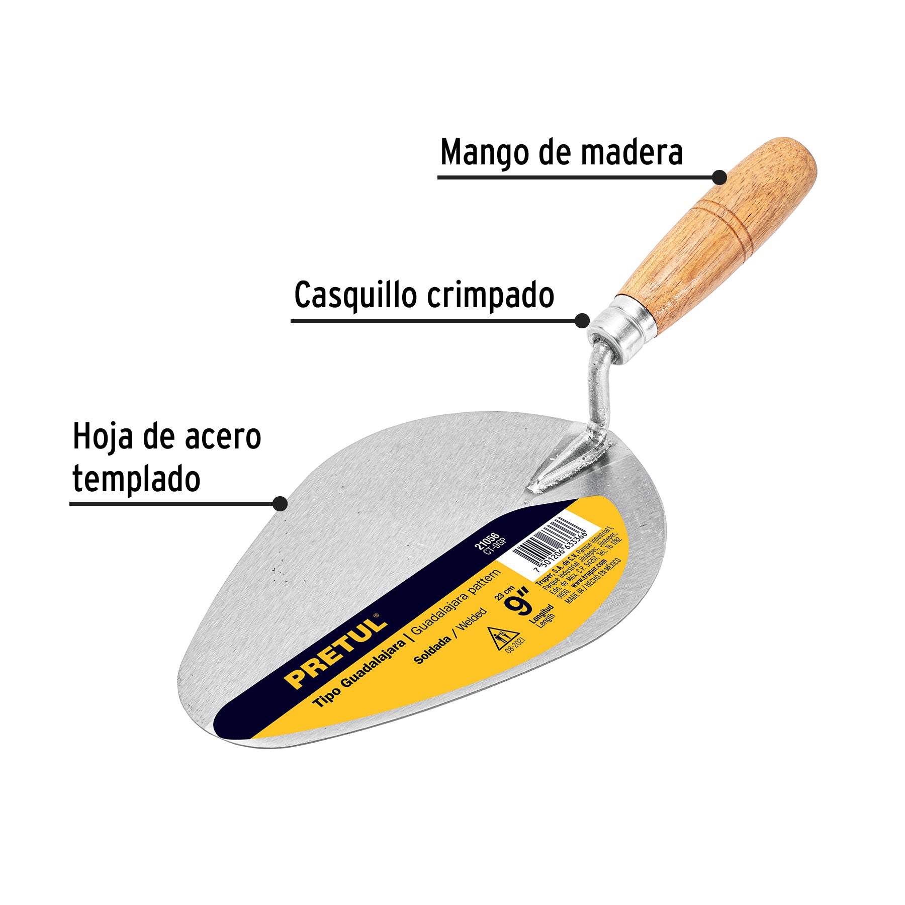 Cuchara para albañil 9" tipo Guadalajara, PRETUL