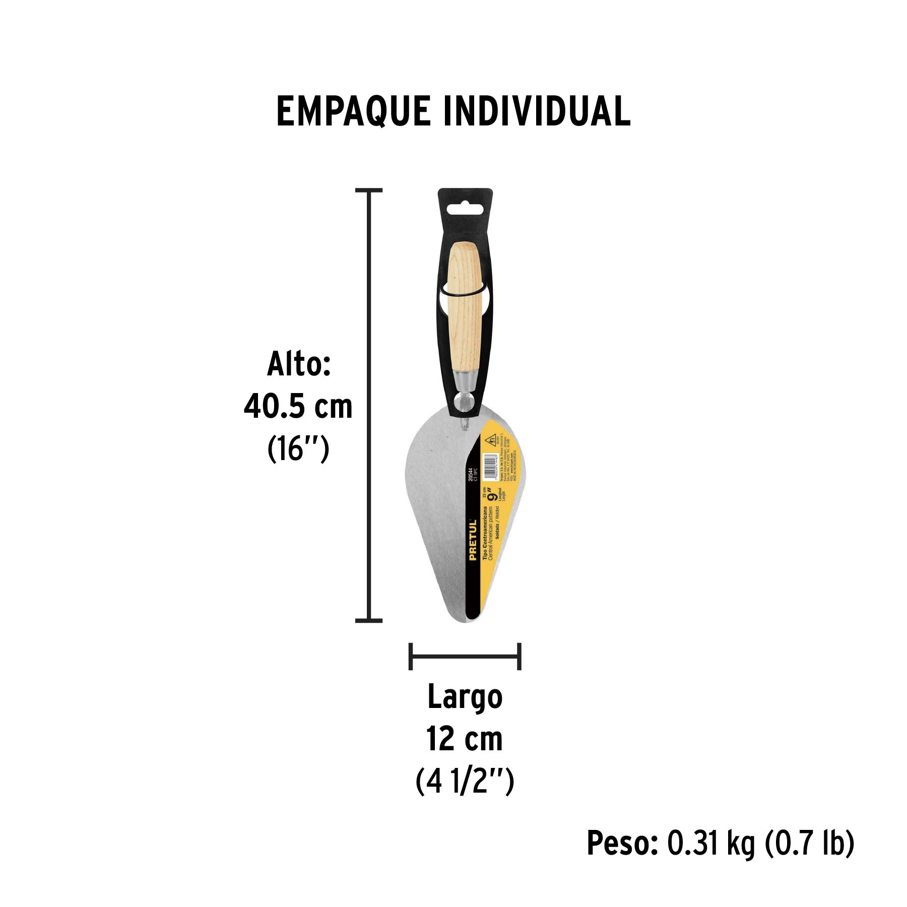 Cuchara para albañil 9" tipo Centroamericana, PRETUL - Empaque