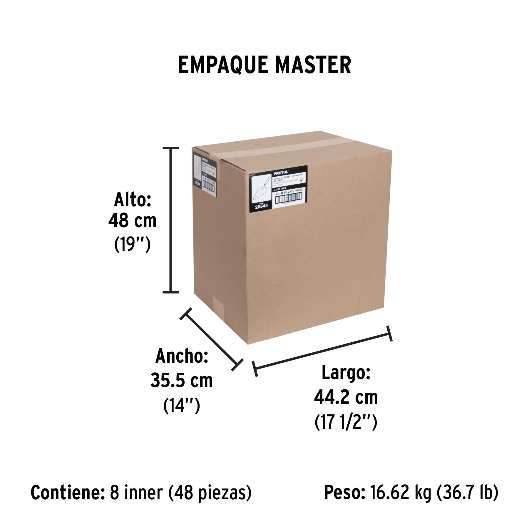 Cuchara para albañil 9" tipo Centroamericana, PRETUL - Empaque