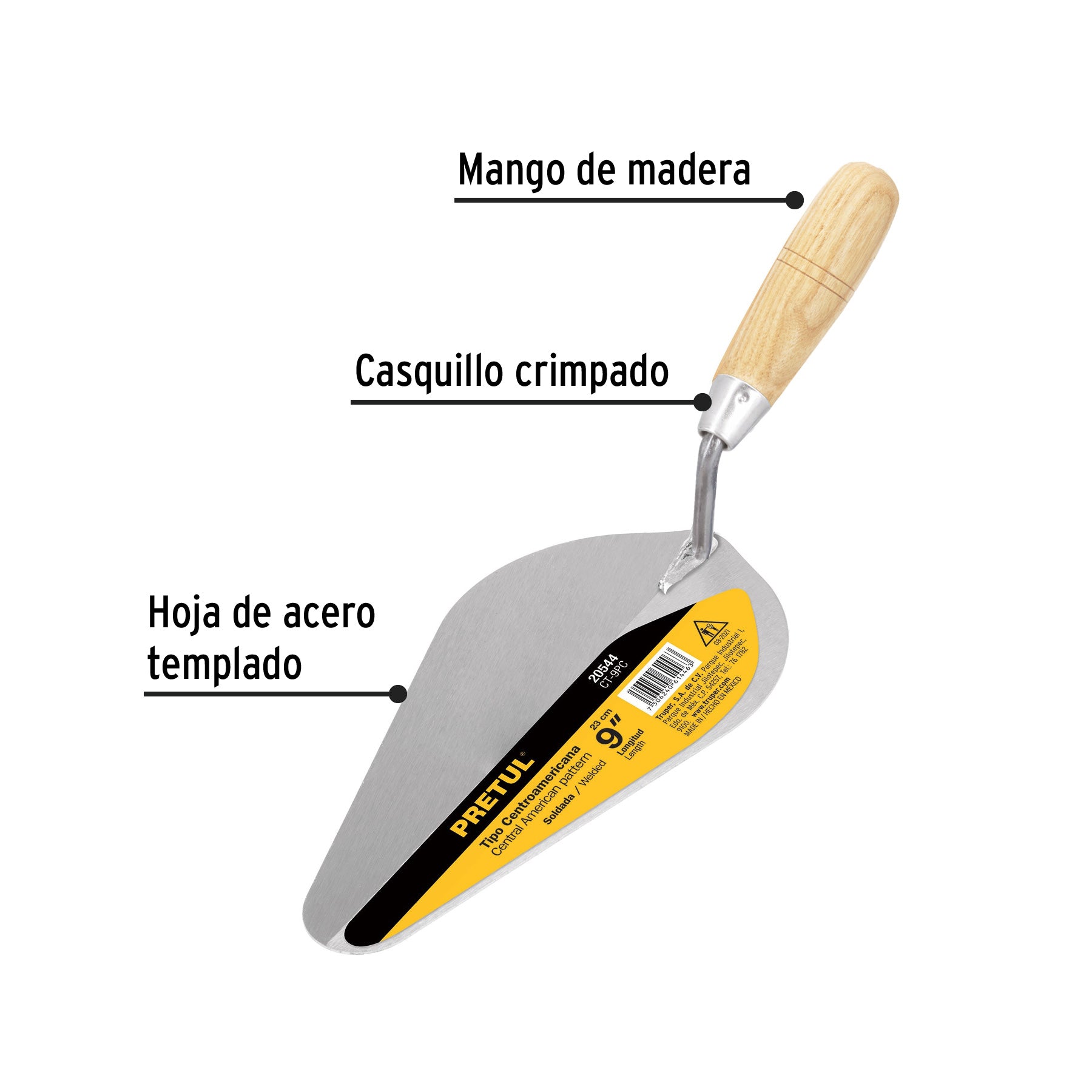 Cuchara para albañil 9" tipo Centroamericana, PRETUL