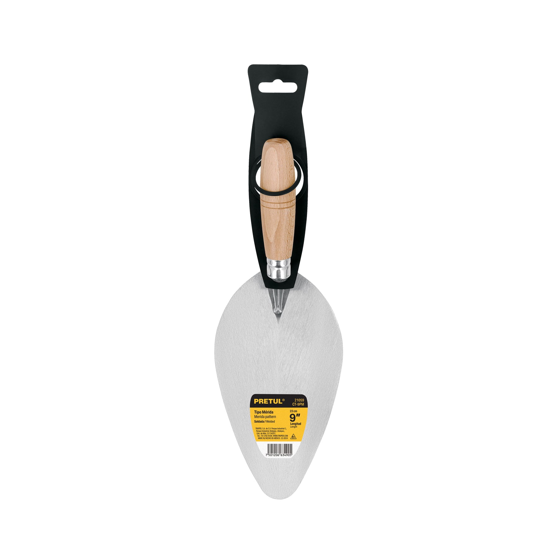 Cuchara para albañil 9" tipo Mérida, PRETUL