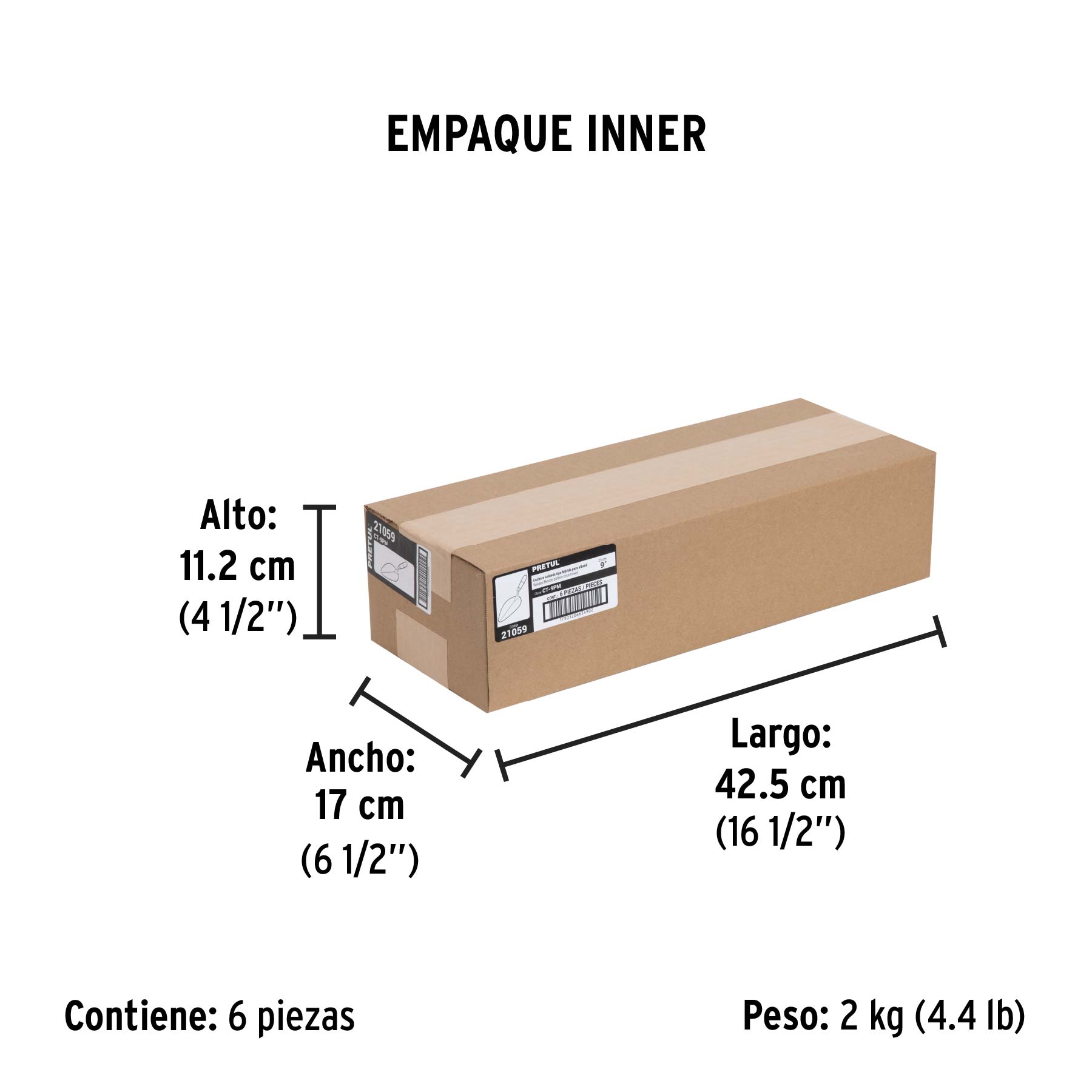 Cuchara para albañil 9" tipo Mérida, PRETUL - Empaque
